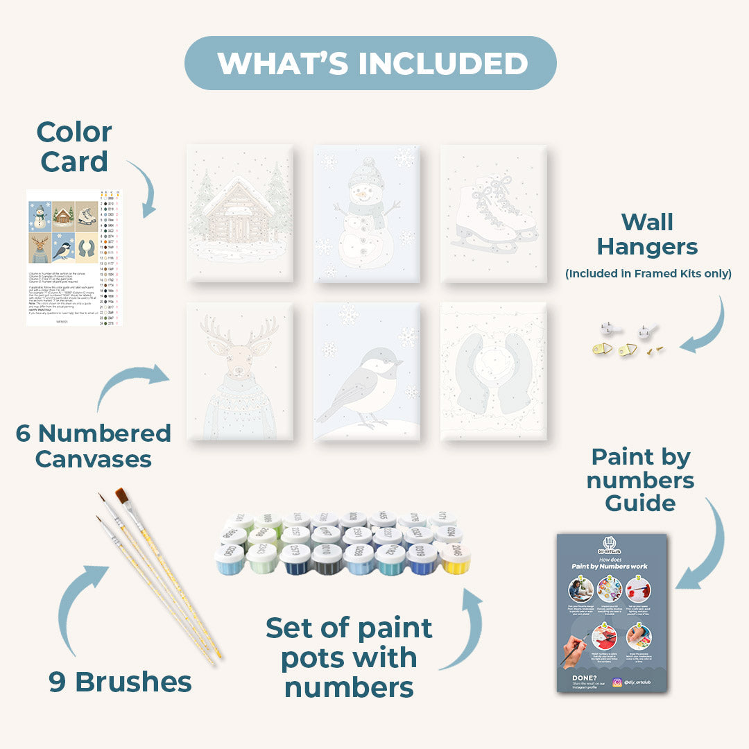 6 Mini Paintings - Cold Winter Set