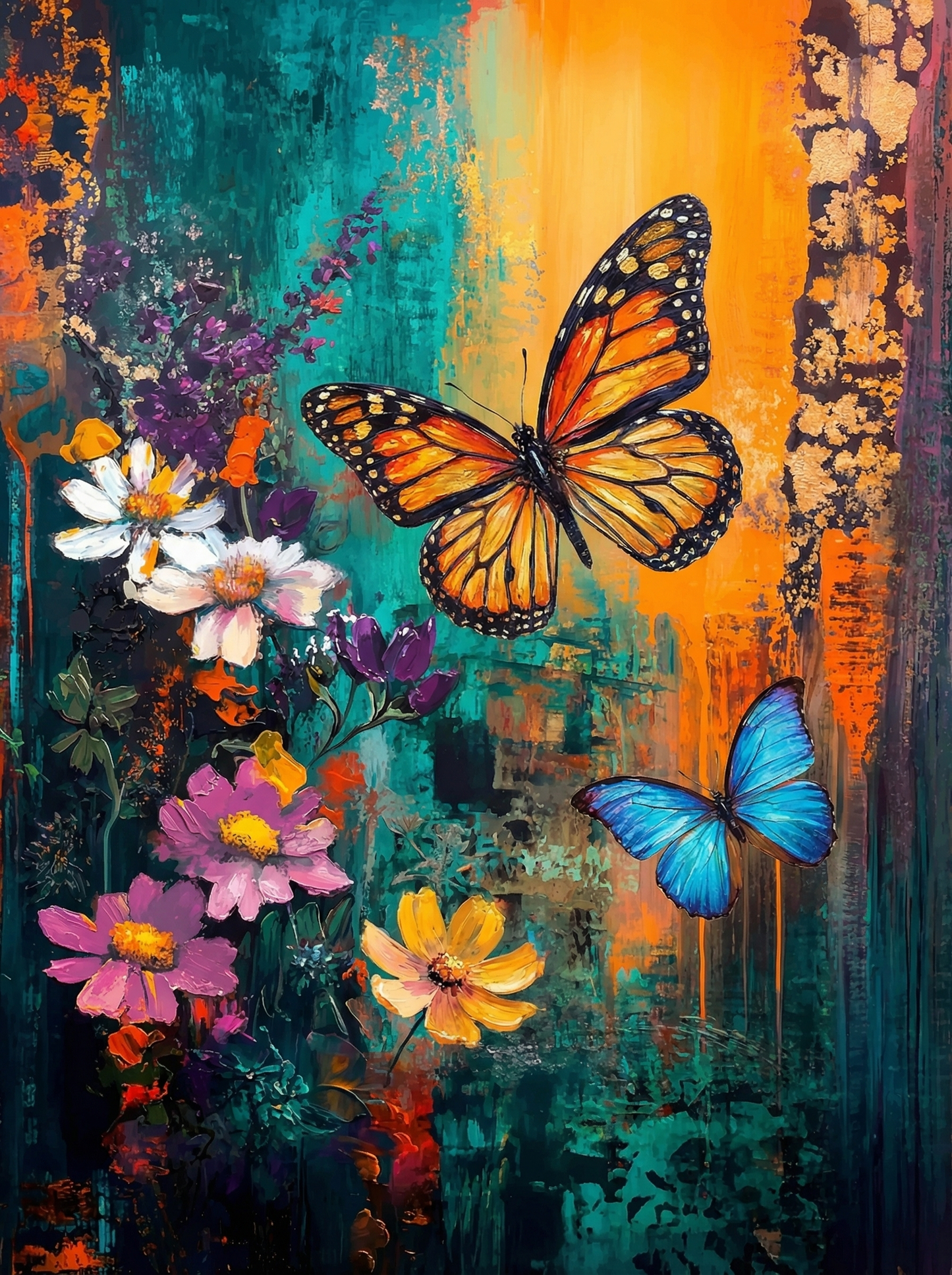 Aesthetic Butterflies Abstract Blooms