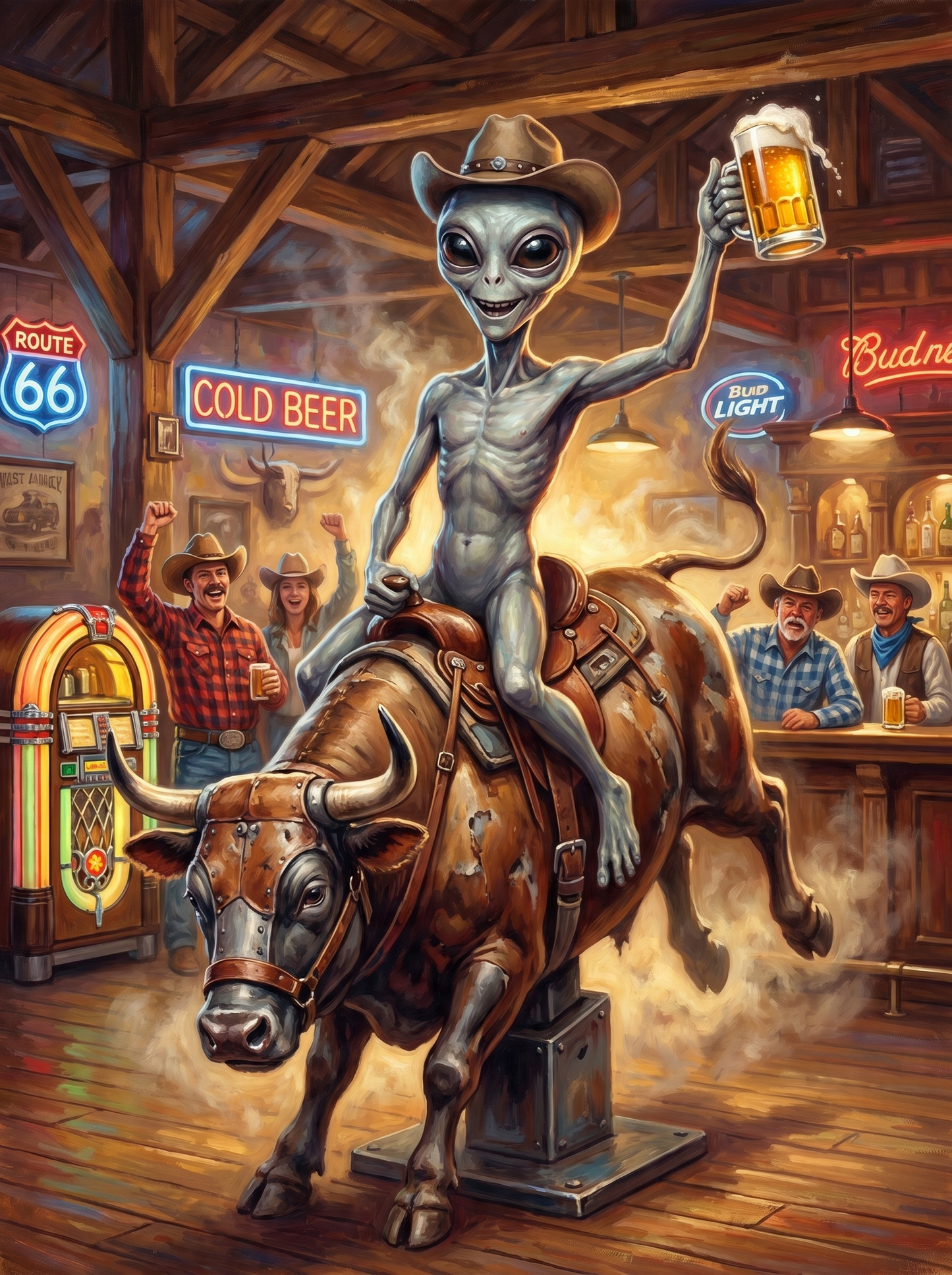 Alien Riding Mechanical Bull (120 Colors)