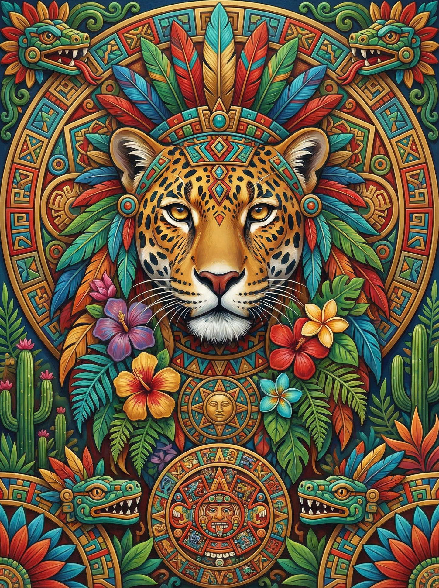 Aztec Jaguar Mandala (80 Colors)