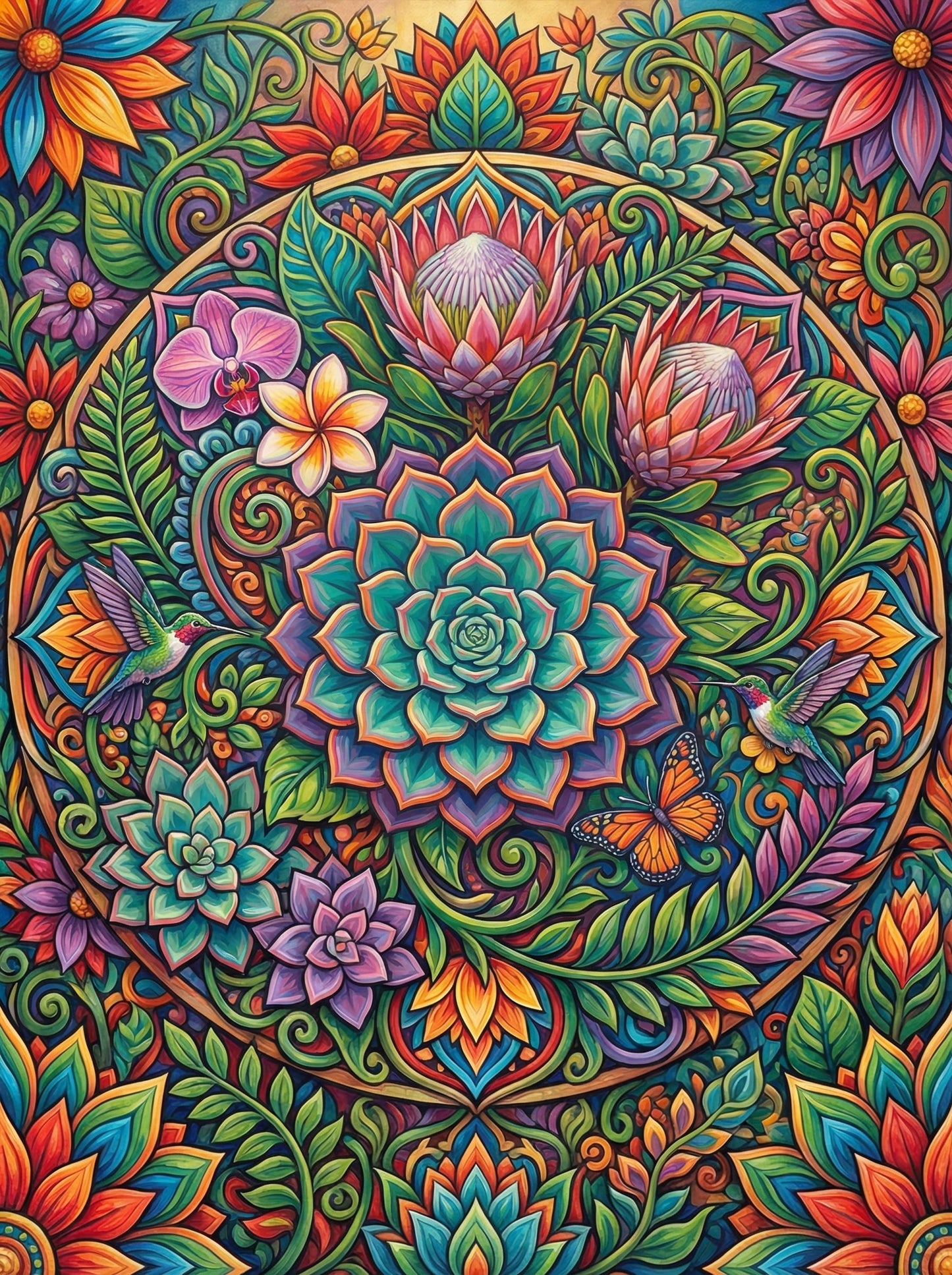 Botanical Mandala Succulents (120 Colors)