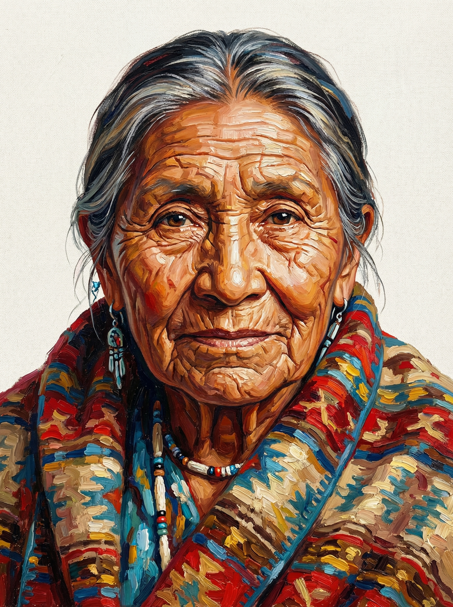 Colorful Patterned Indigenous Portrait (80 Colors)