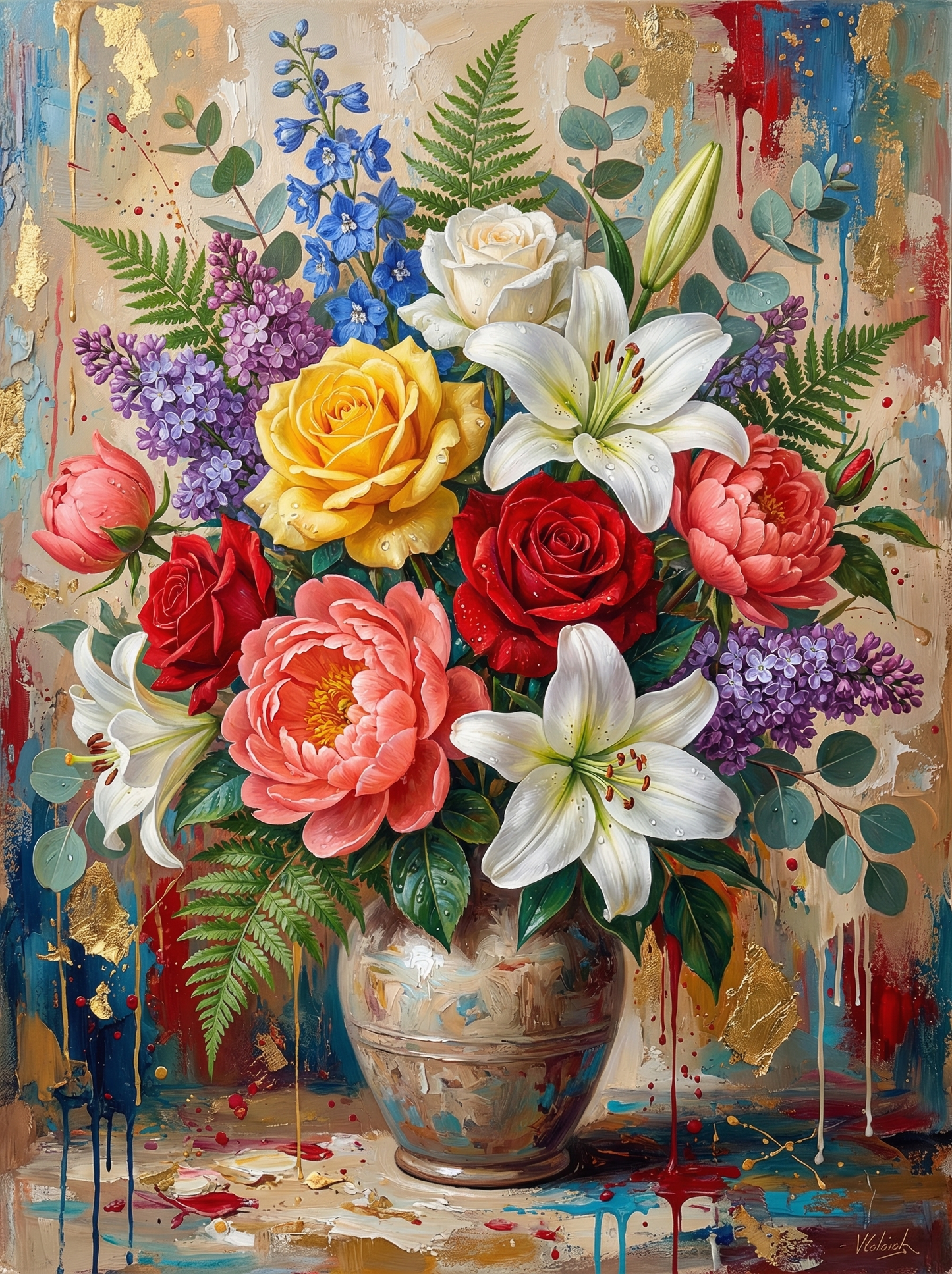 Colorful Roses Peonies Mixed