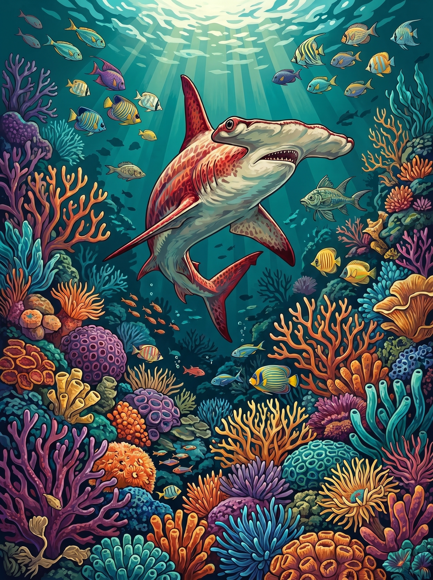 Coral Reef Hammerhead Shark (80 Colors)