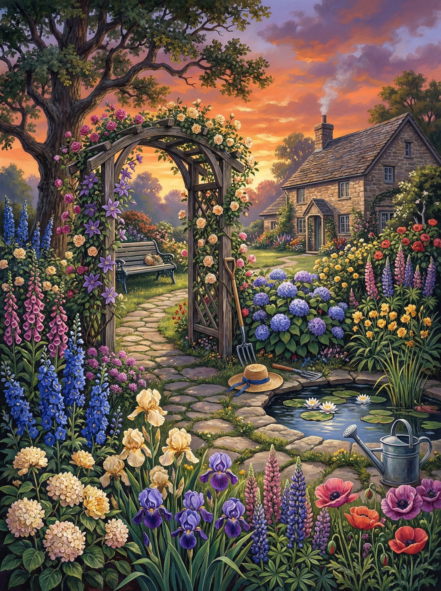 Cottage Garden Sunset