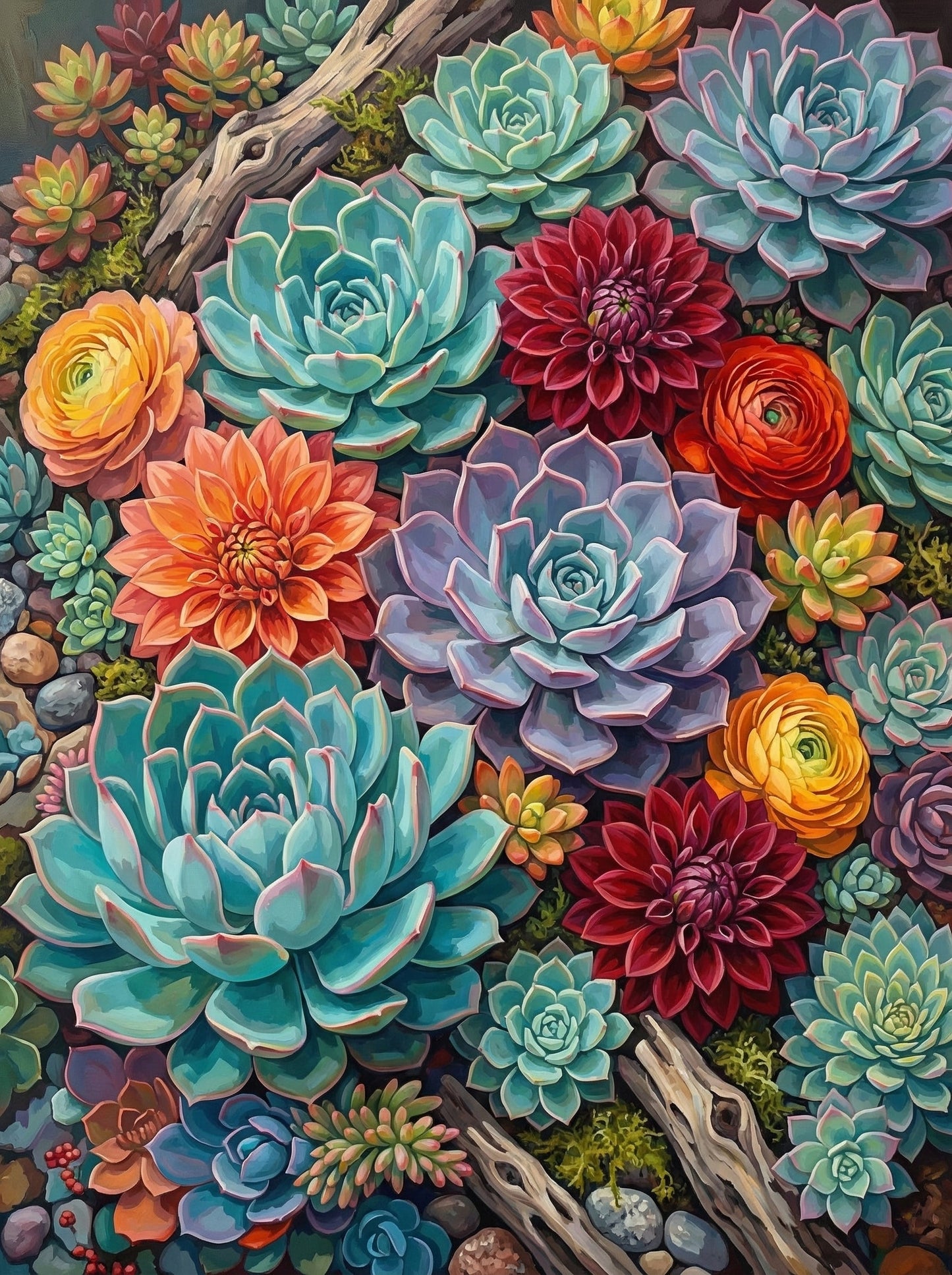 Desert Succulents And Branches (120 Colors)