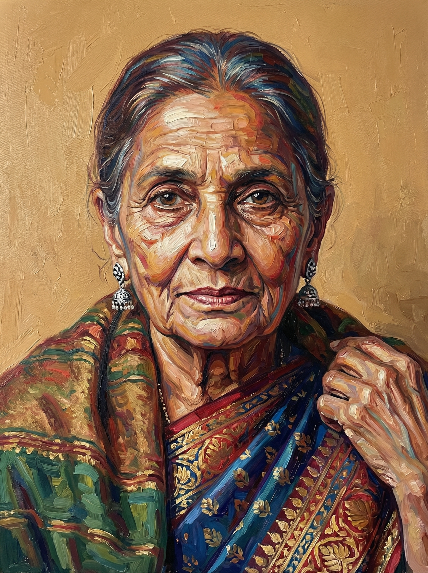 Elegant Elder Woman Portrait (80 Colors)