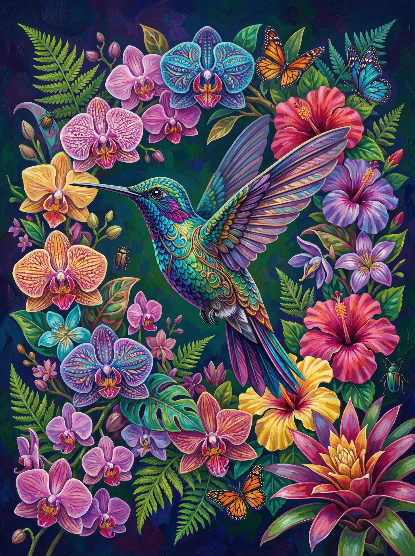 Emerald Hummingbird Flowers (120 Colors)