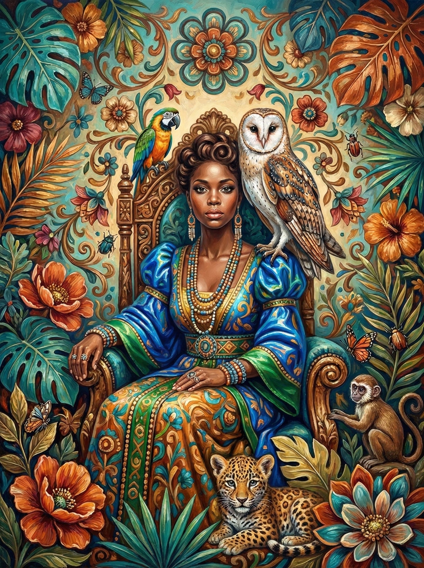 Exotic Woman With Wildlife (80 Colors)