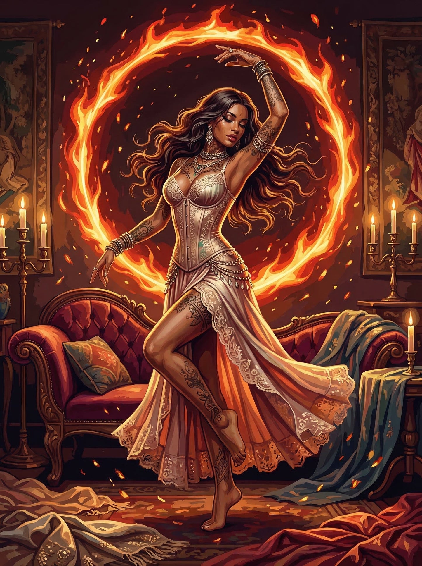 Fiery Phoenix Dancer Woman (80 Colors)