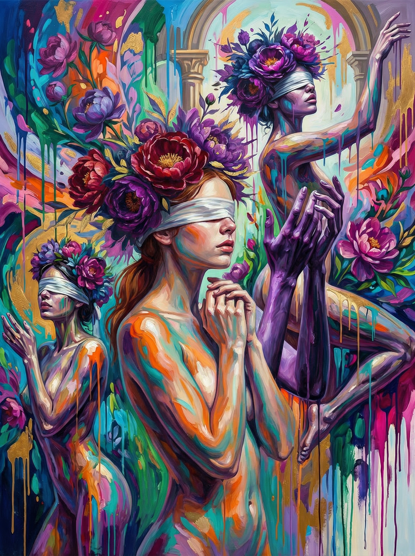 Floral Faces Abstract Art (80 Colors)