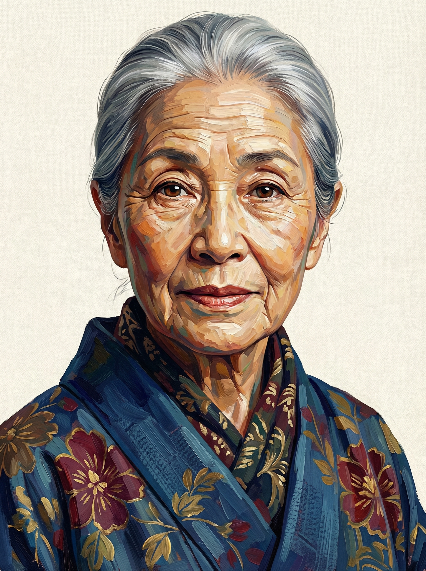 Gentle Senior Woman Blue (80 Colors)