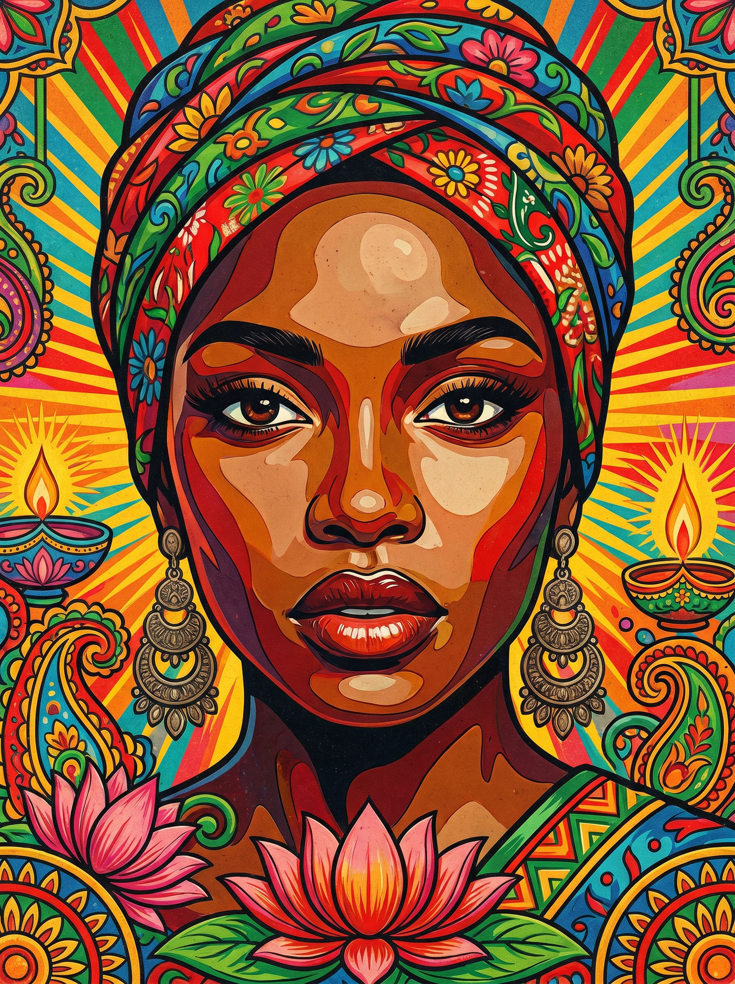 Green Turban Woman (120 Colors)