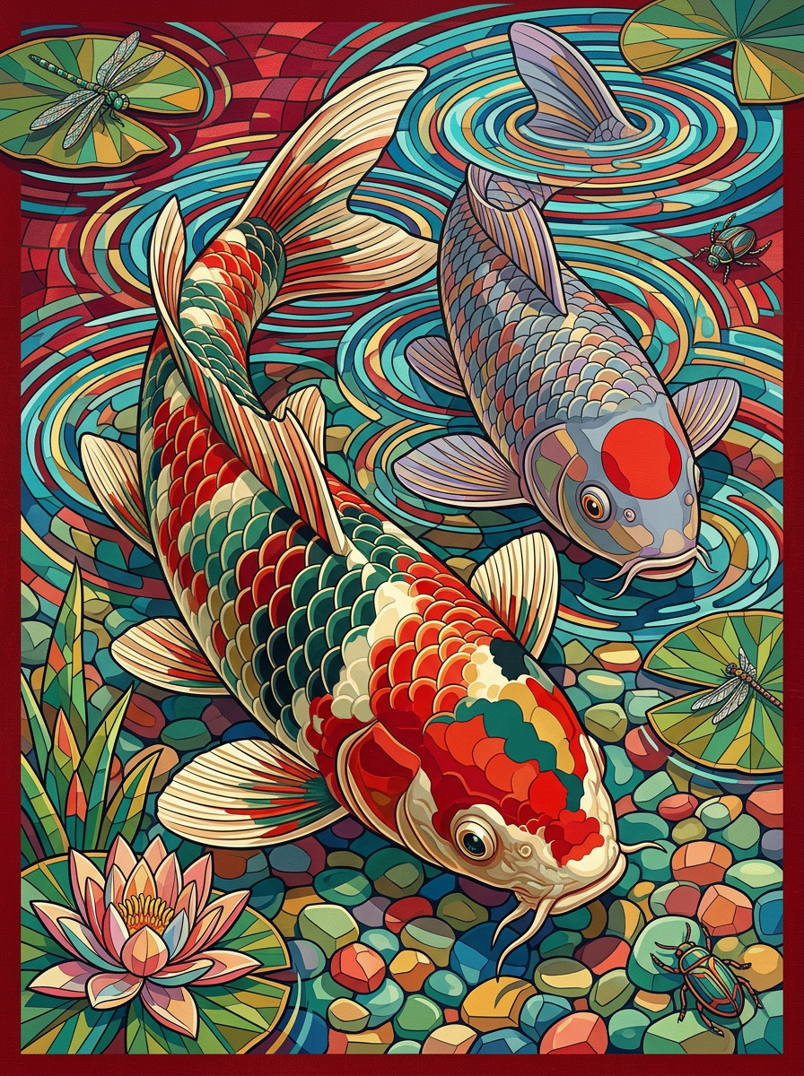 Crimson Koi Reflections (120 Colors)