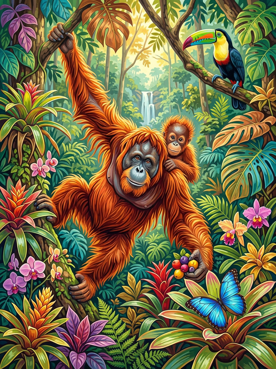 Playful Jungle Orangutan (80 Colors)