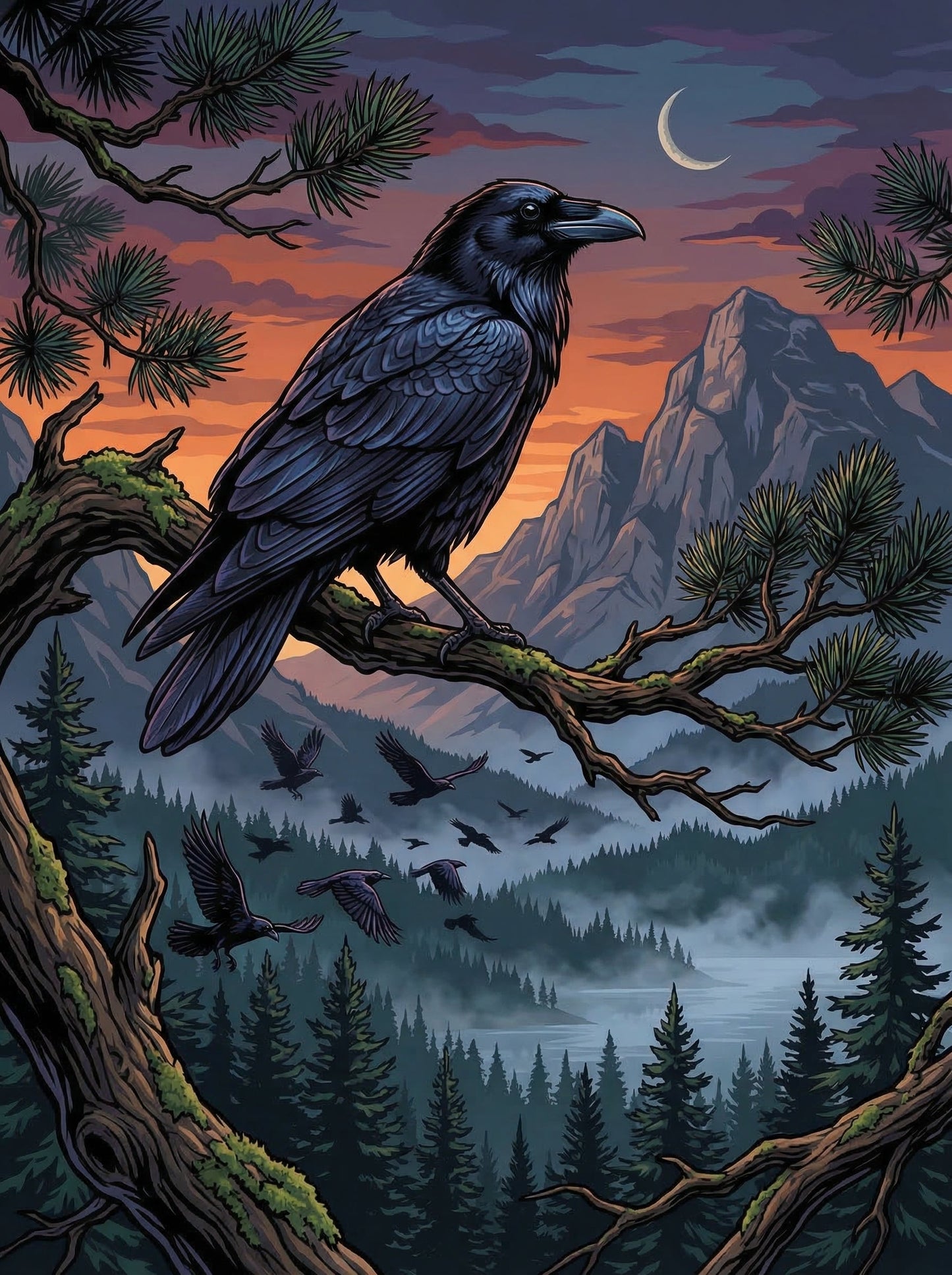 Midnight Mountain Raven