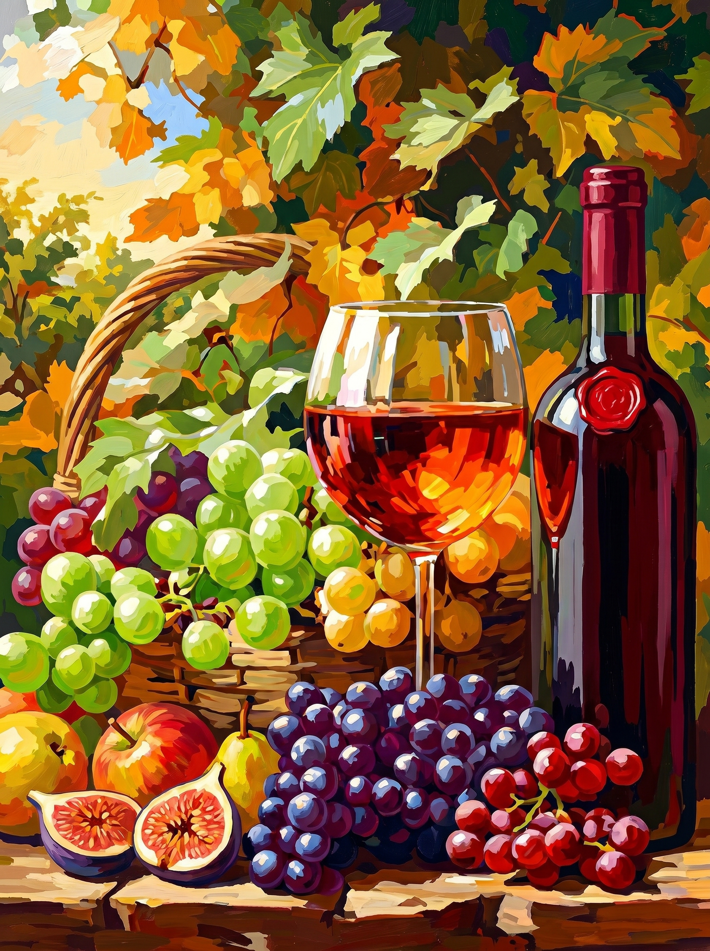 Harvest Vineyard Wine Still Life