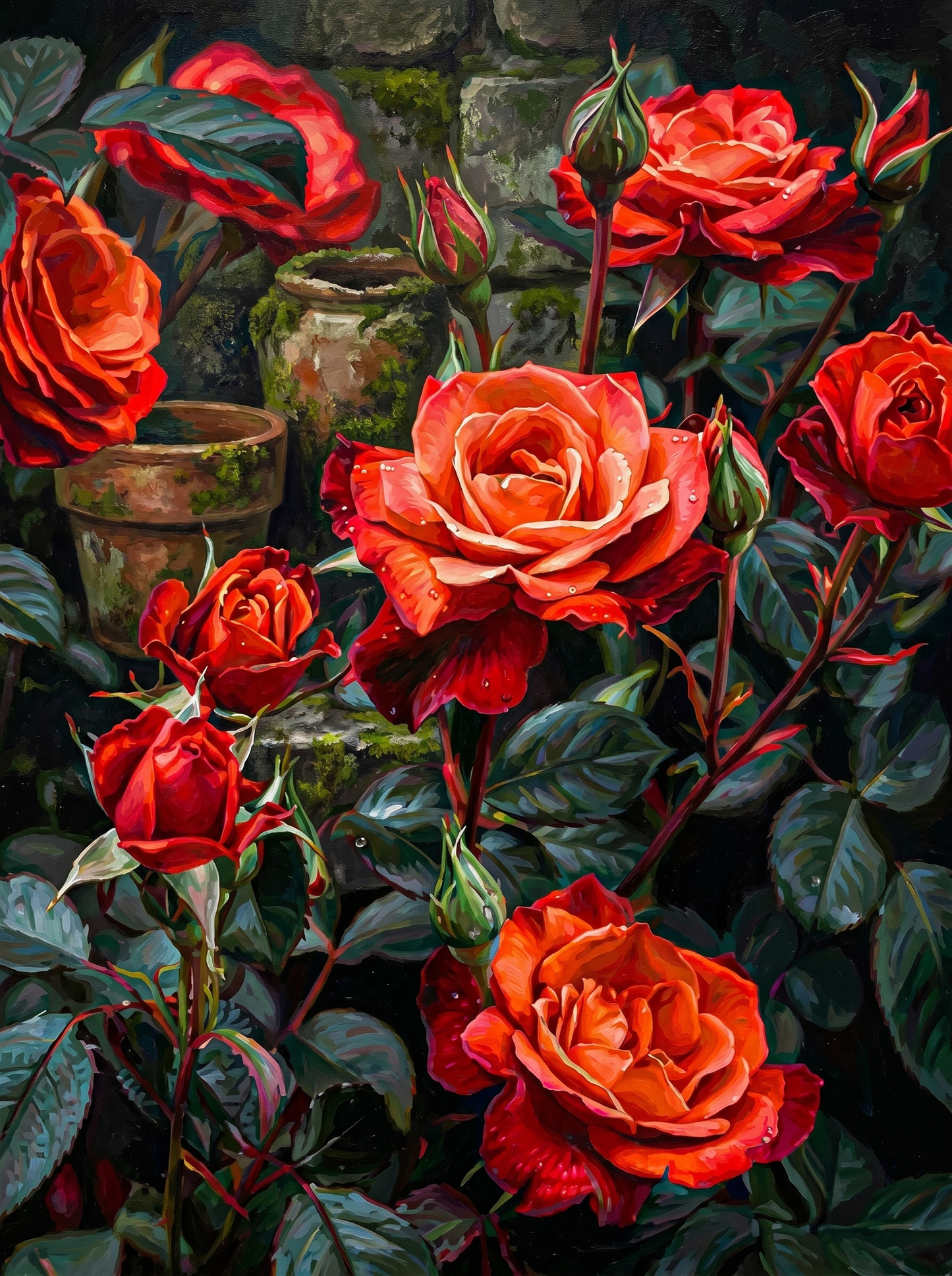 Crimson Garden Roses