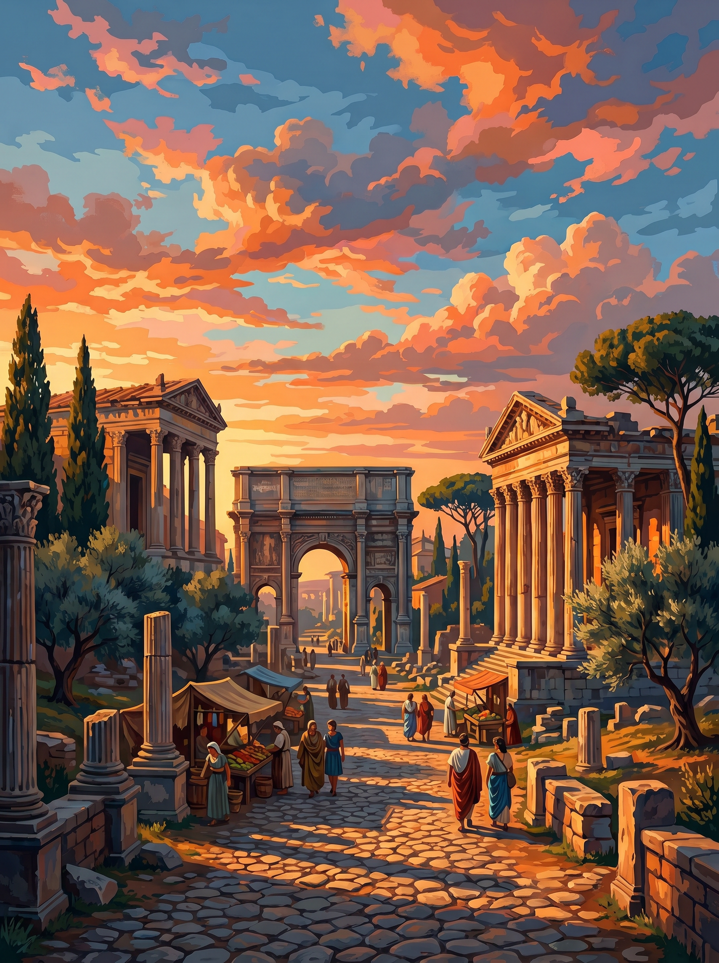 Ancient Roman Sunset Walkway