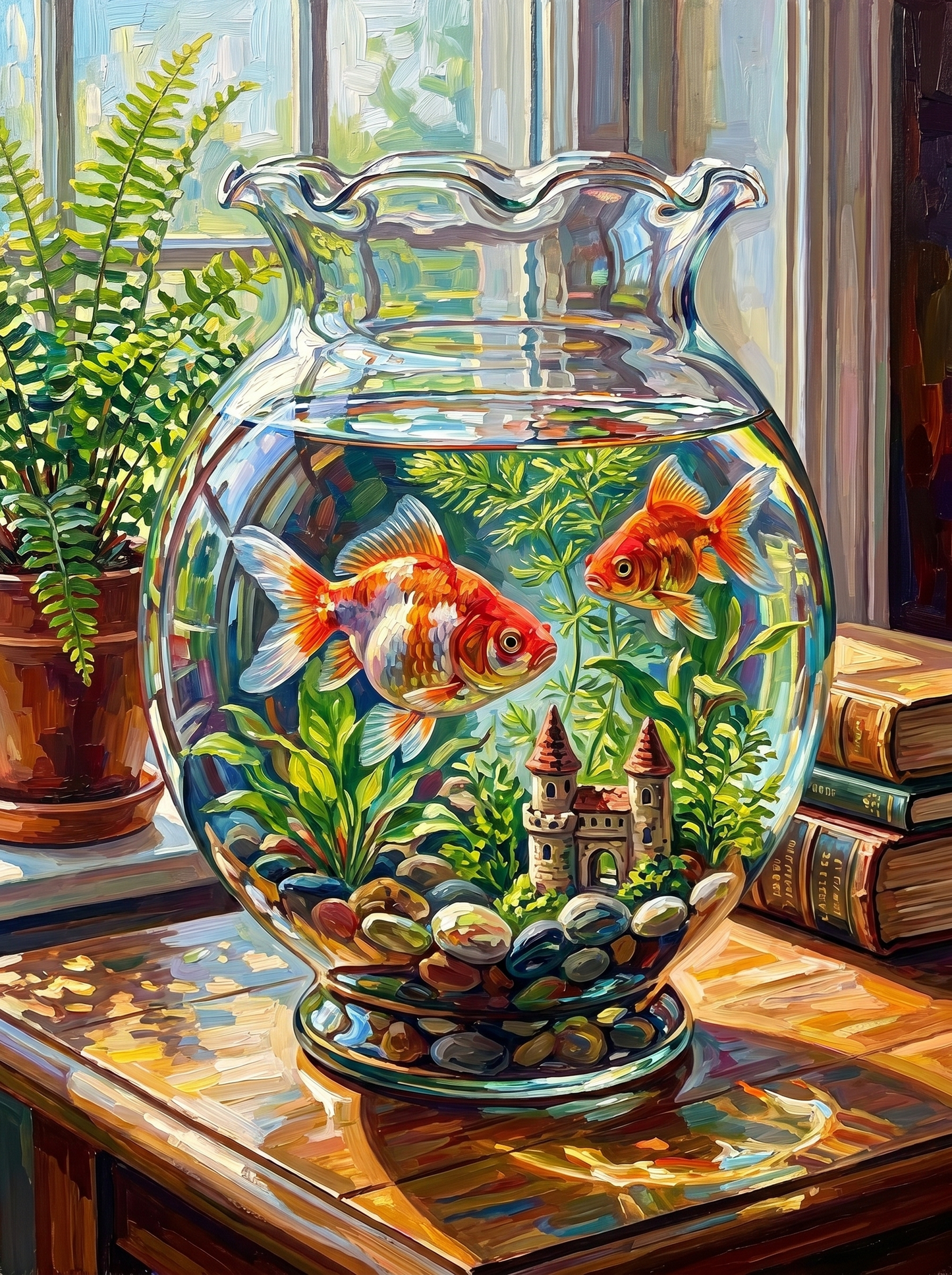 Golden Fishbowl Castle Charm
