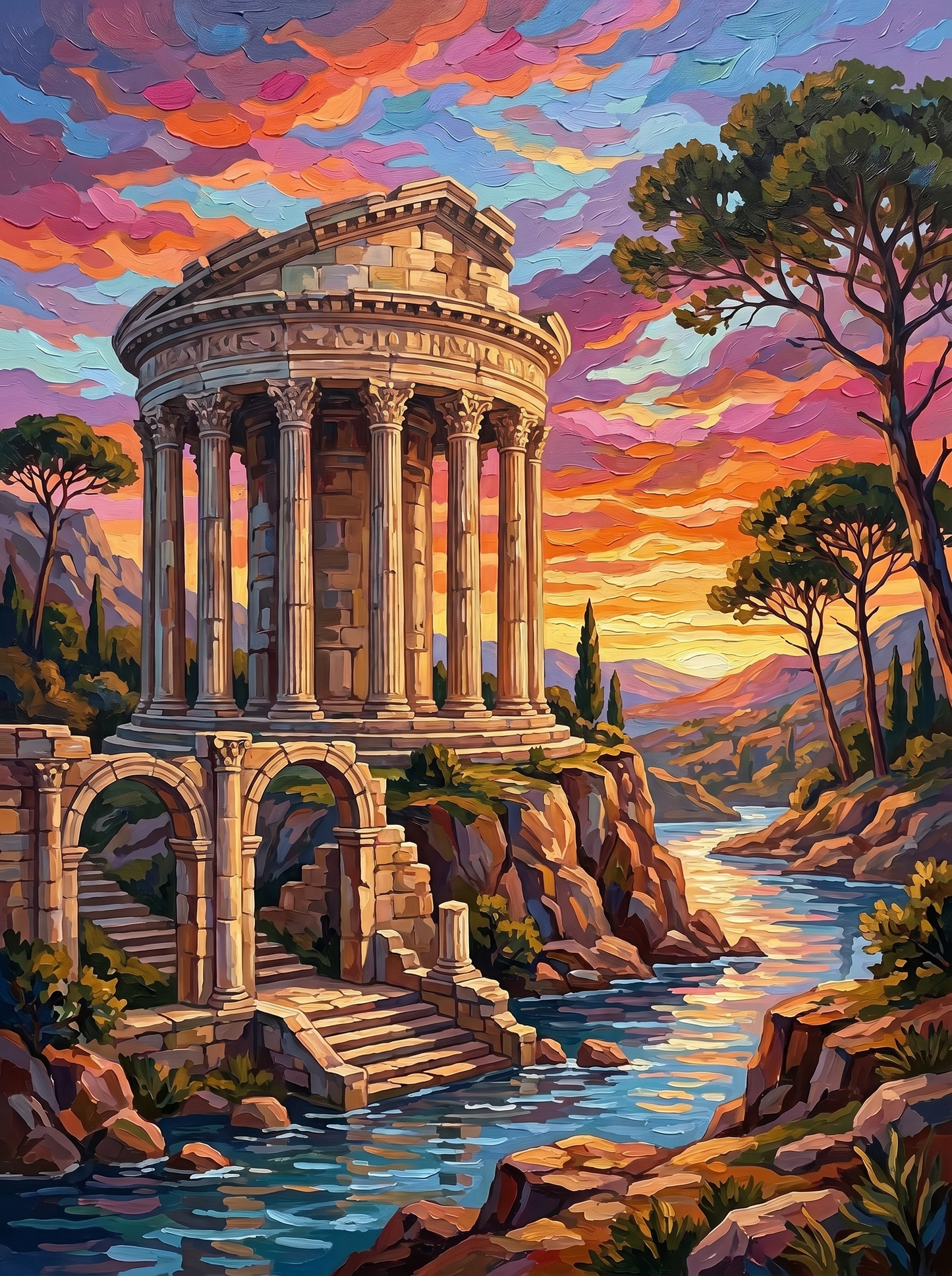 Ancient Riverside Temple Ruins