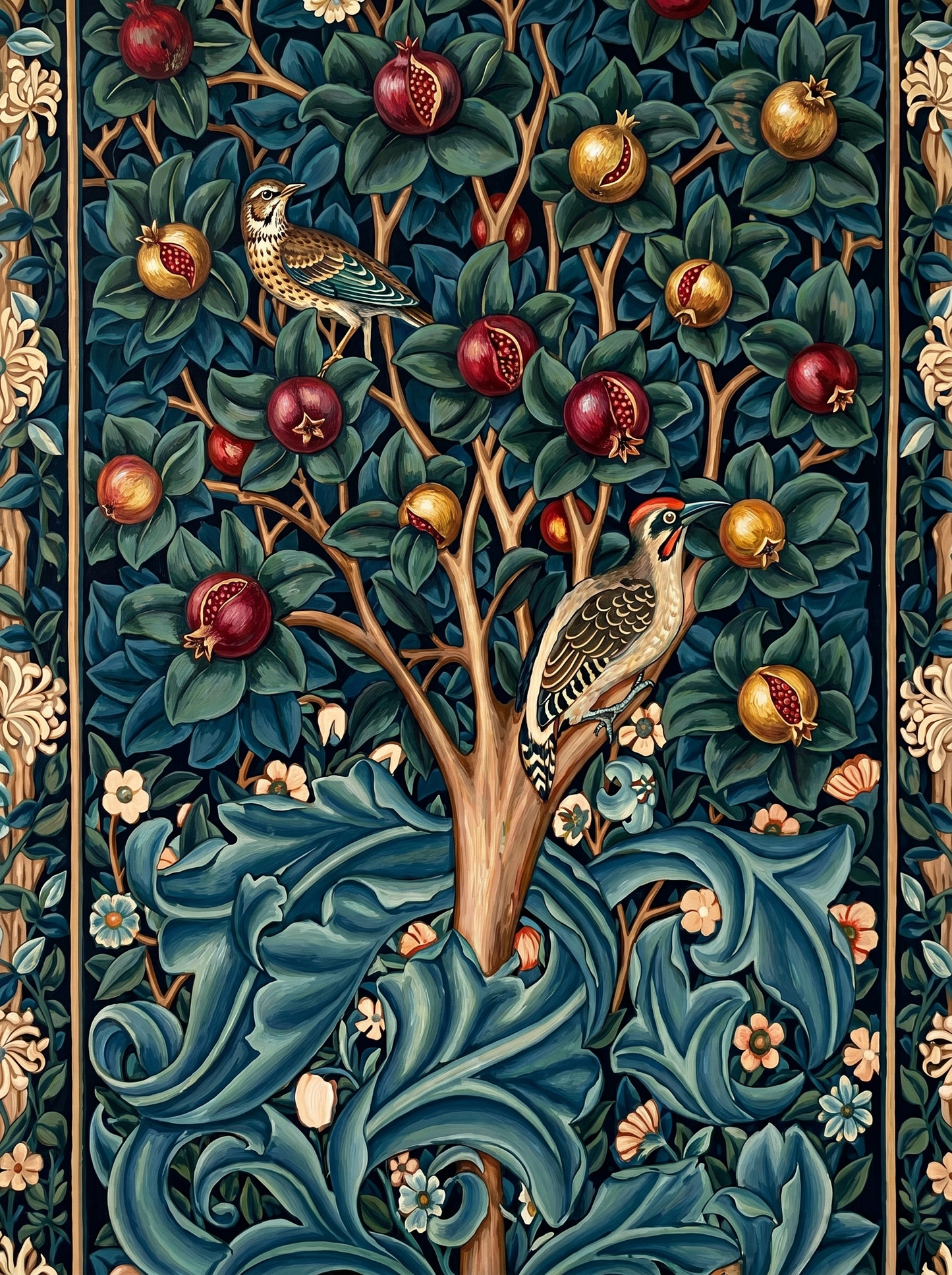Pomegranate Garden Songbirds