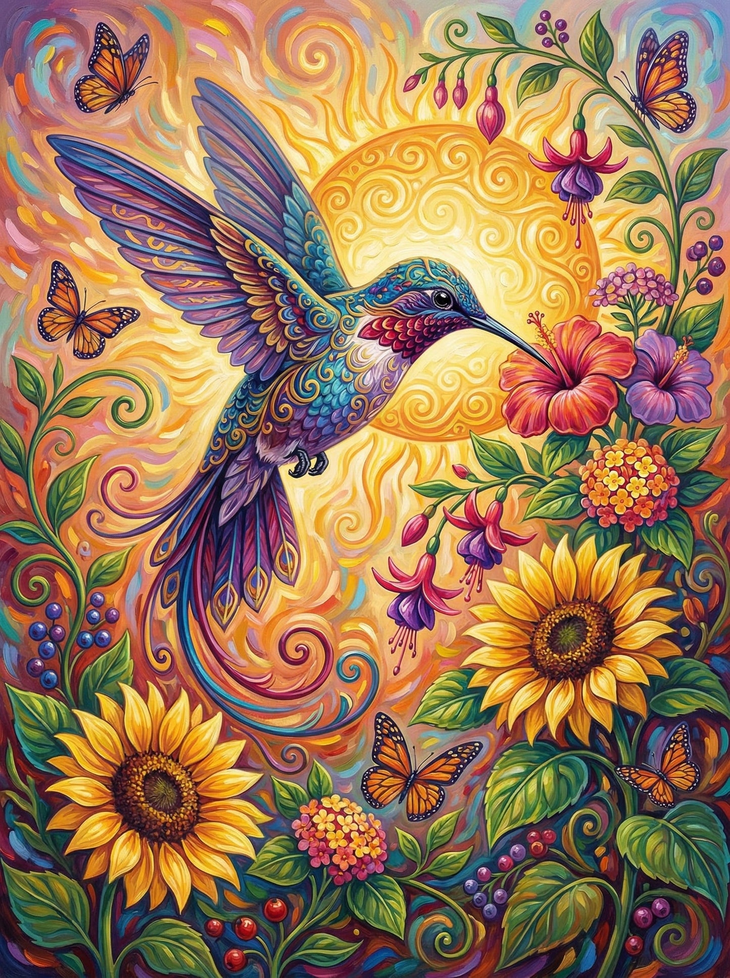 Hummingbird Sunflower Magic (120 Colors)