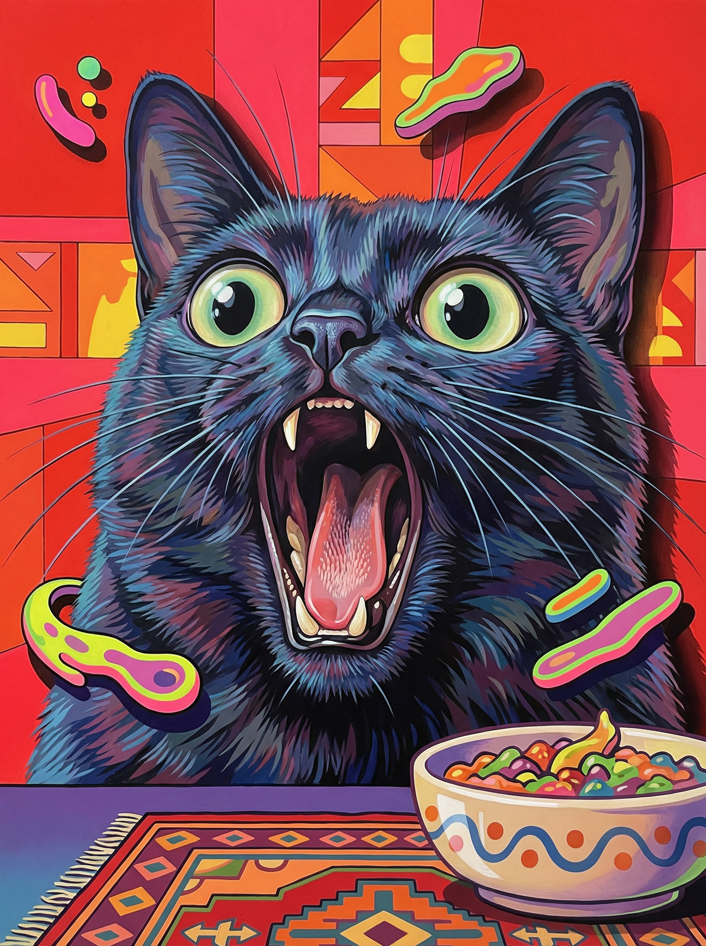 Hungry Cat Cereal Bowl (120 Colors)