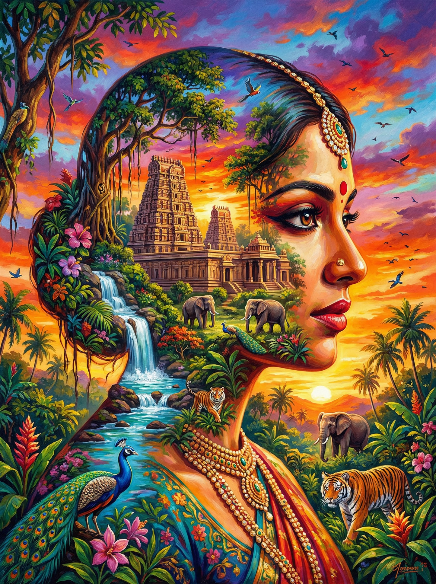 Indian Jungle Temple Portrait (80 Colors)