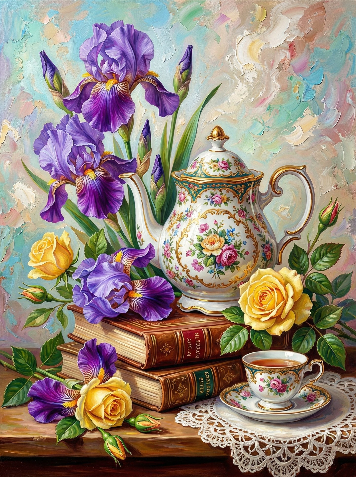 Iris Teapot And Roses (120 Colors)
