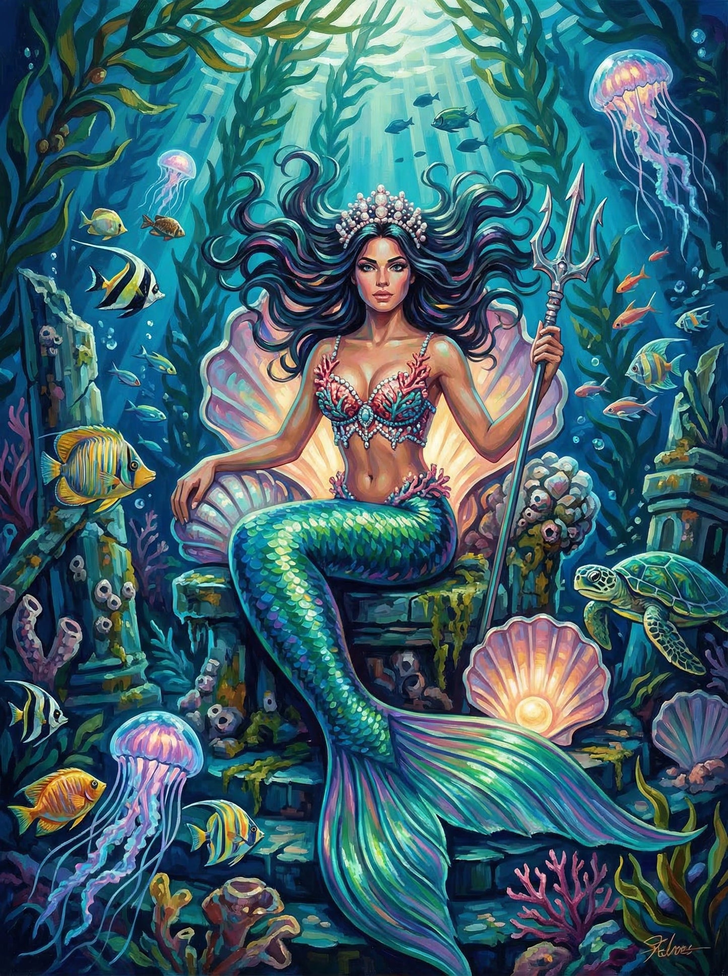 Mermaid Queen Underwater Palace (80 Colors)