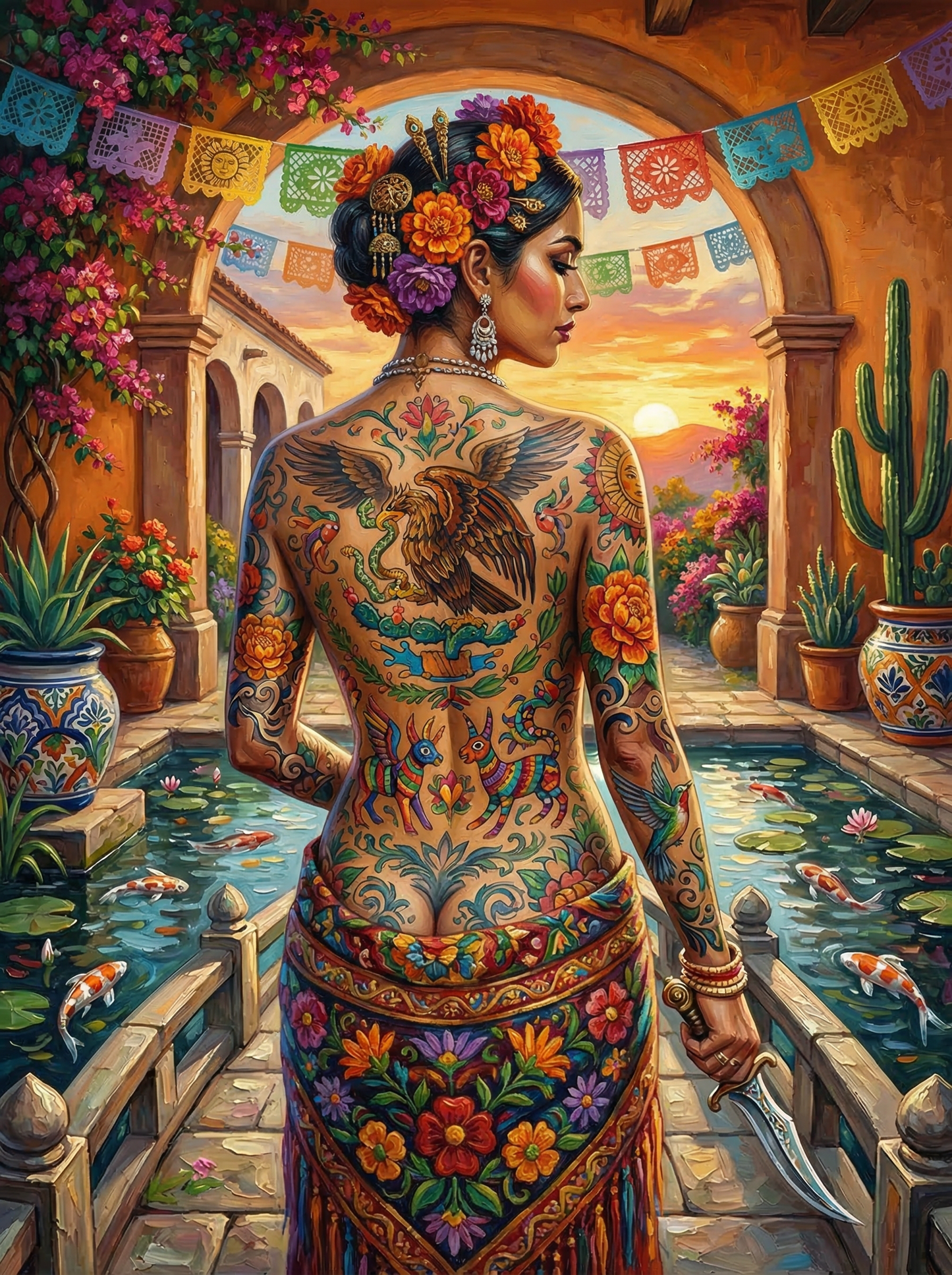 Mexican Eagle Tattoo Woman (80 Colors)