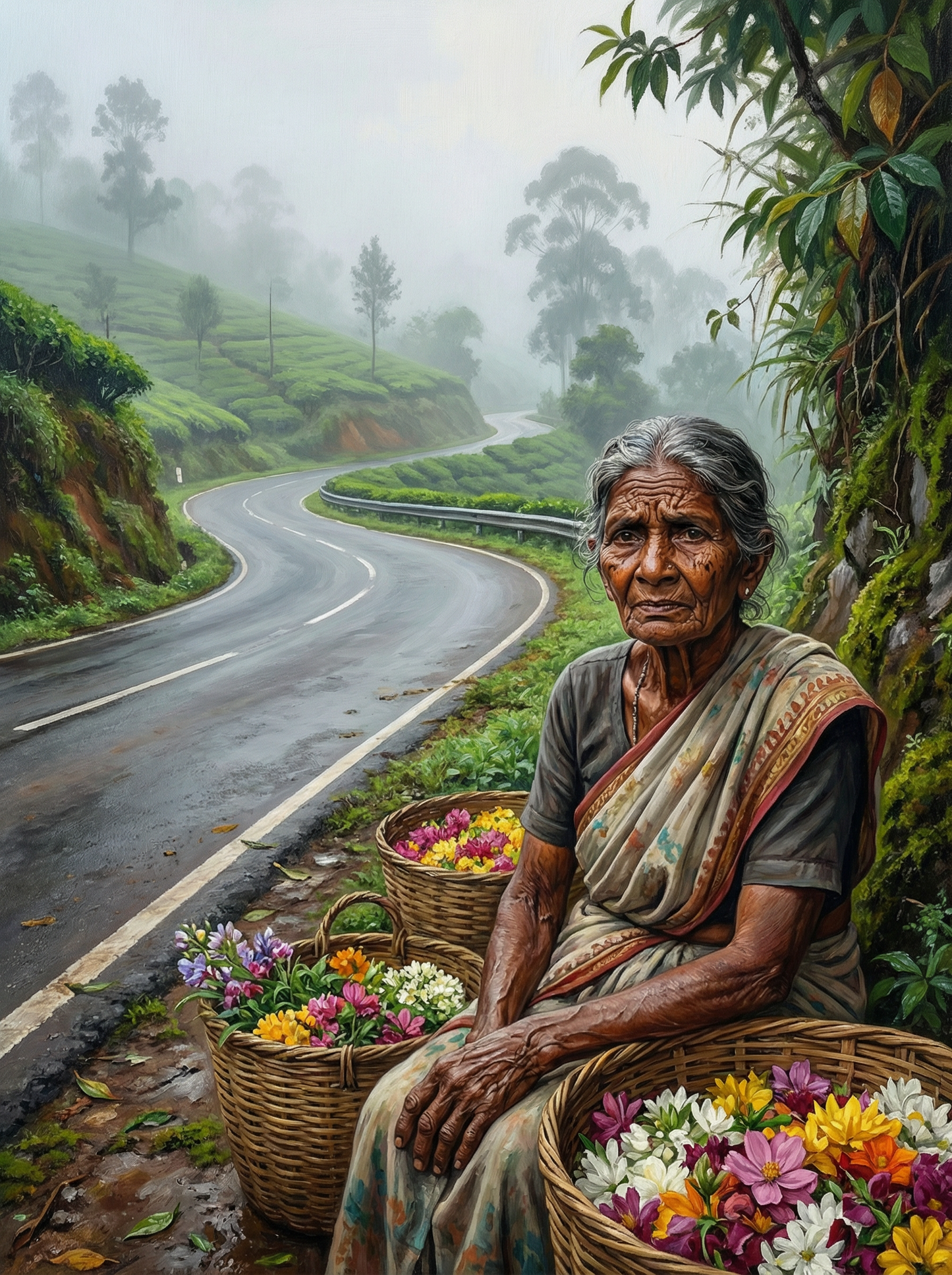 Misty Road Flower Seller