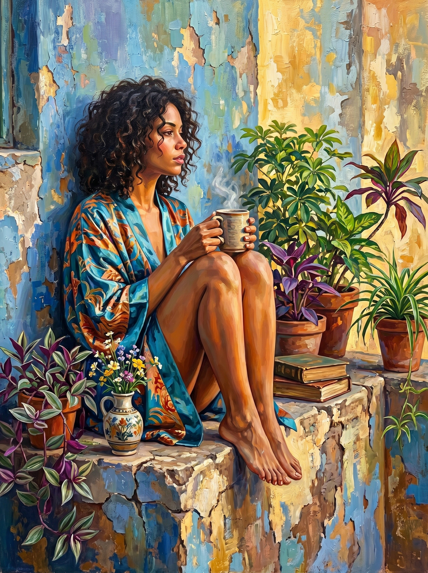 Morning Coffee Rustic Balcony (120 Colors)