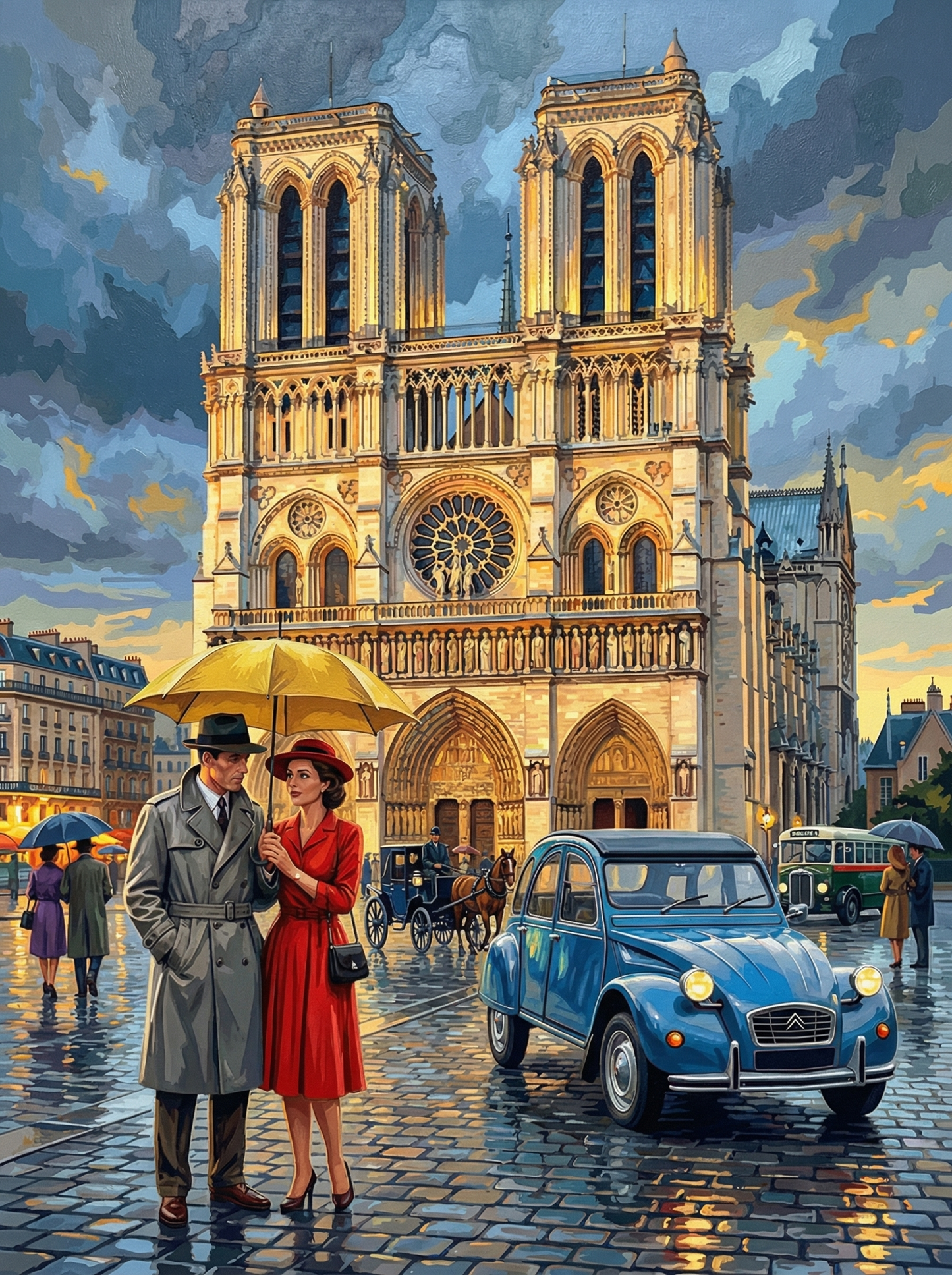 Notre Dame Romance Rainy Day