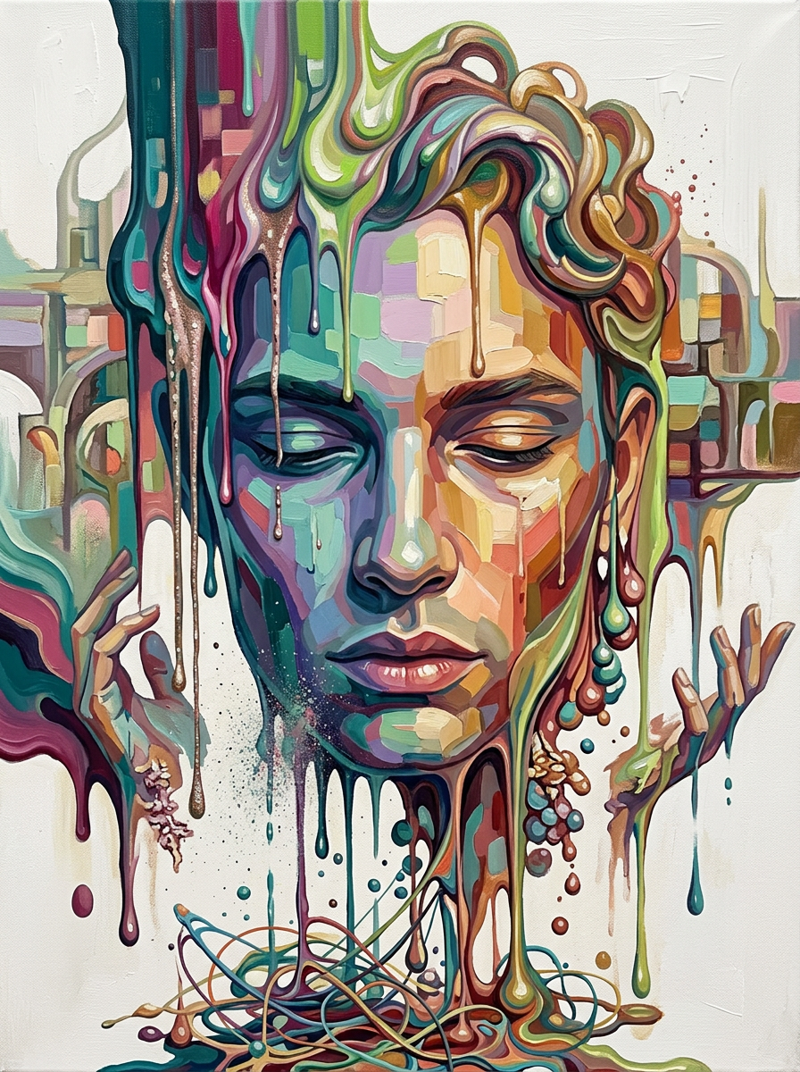 Pastel Dripping Face Portrait (80 Colors)
