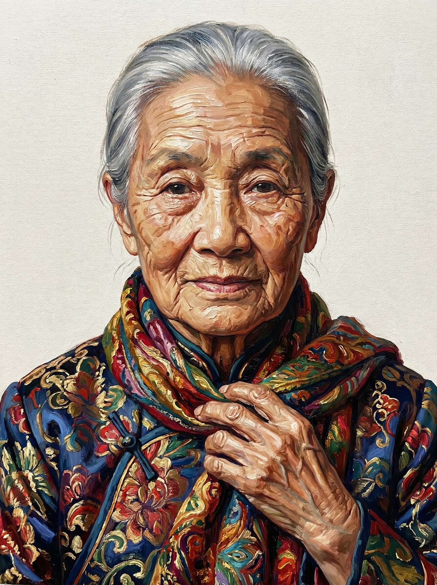 Peaceful Older Woman Smile (80 Colors)