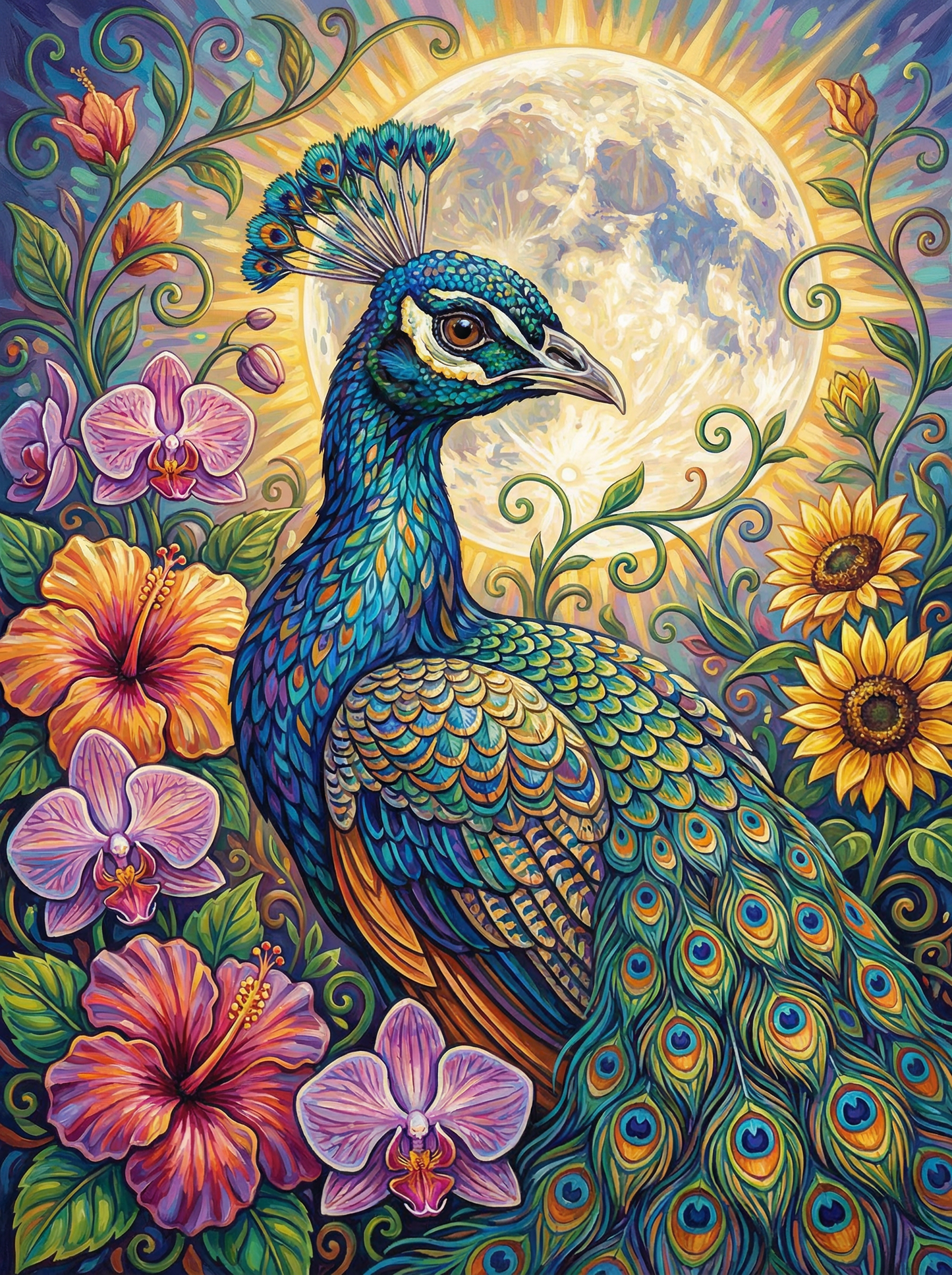 Peacock Under Moon (120 Colors)