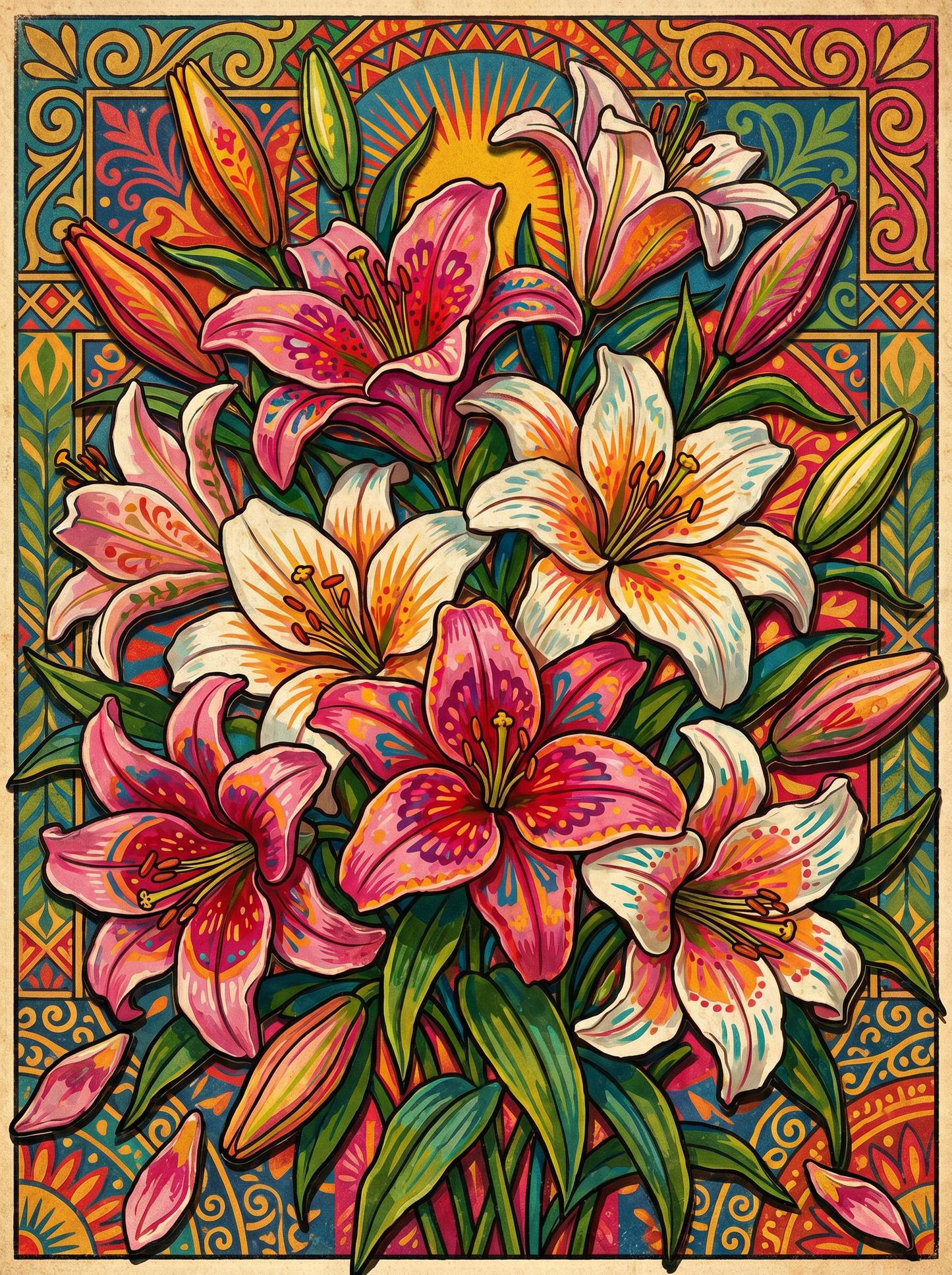 Pink Lily Bouquet (120 Colors)