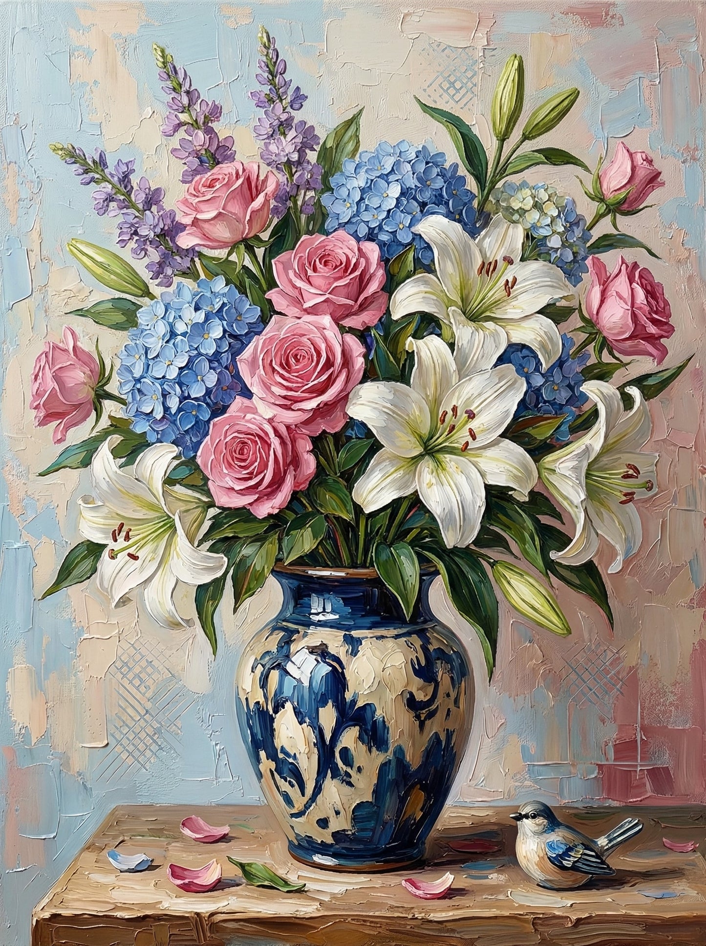 Pink Rose Lily Hydrangea Bouquet