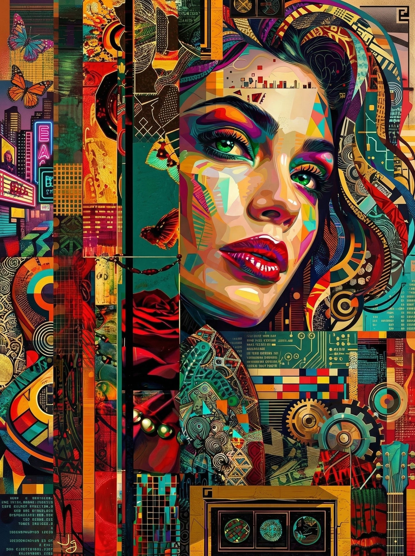 Pop Art Woman Geometric City (80 Colors)