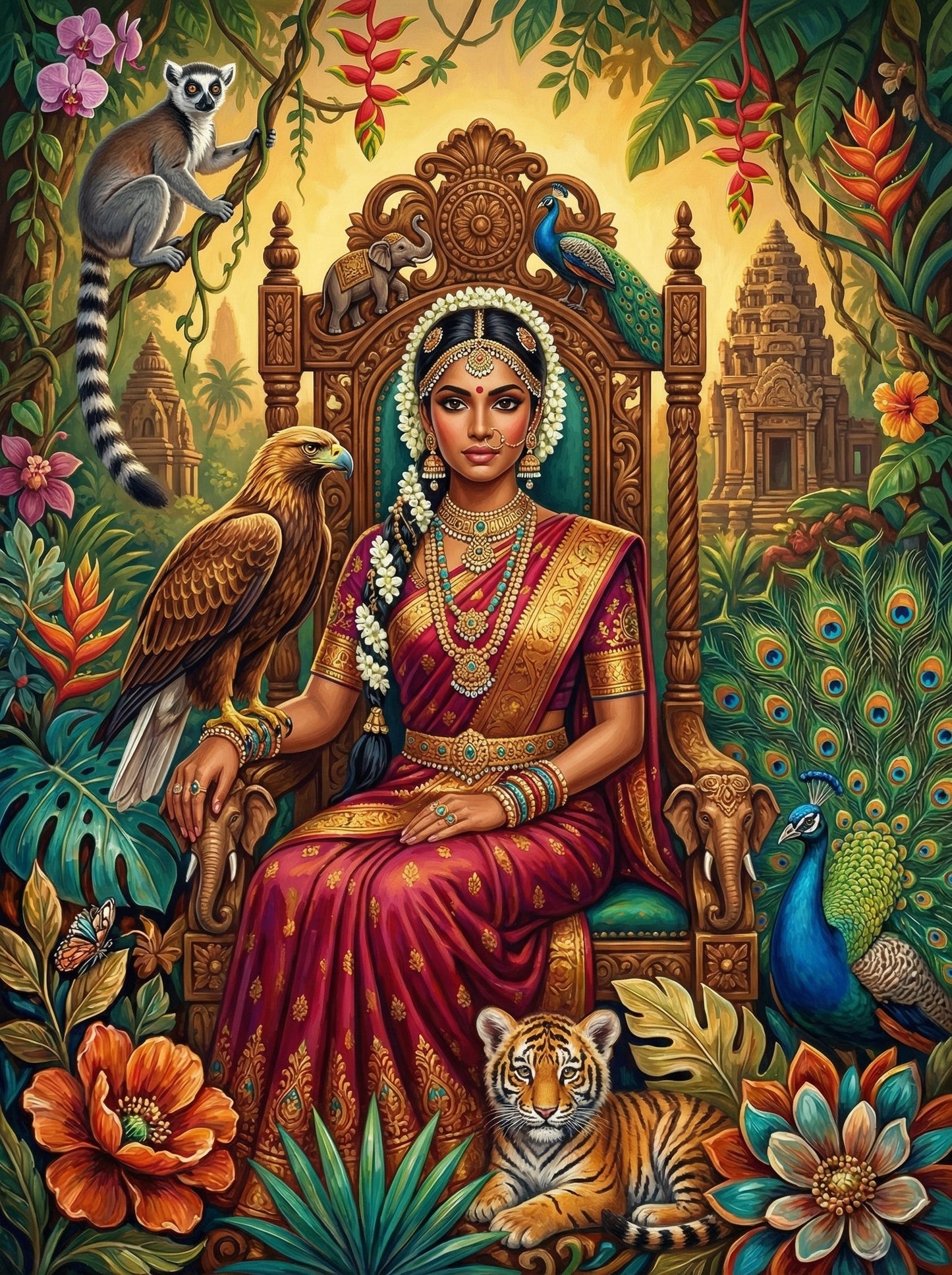 Royal Woman And Peacock (80 Colors)