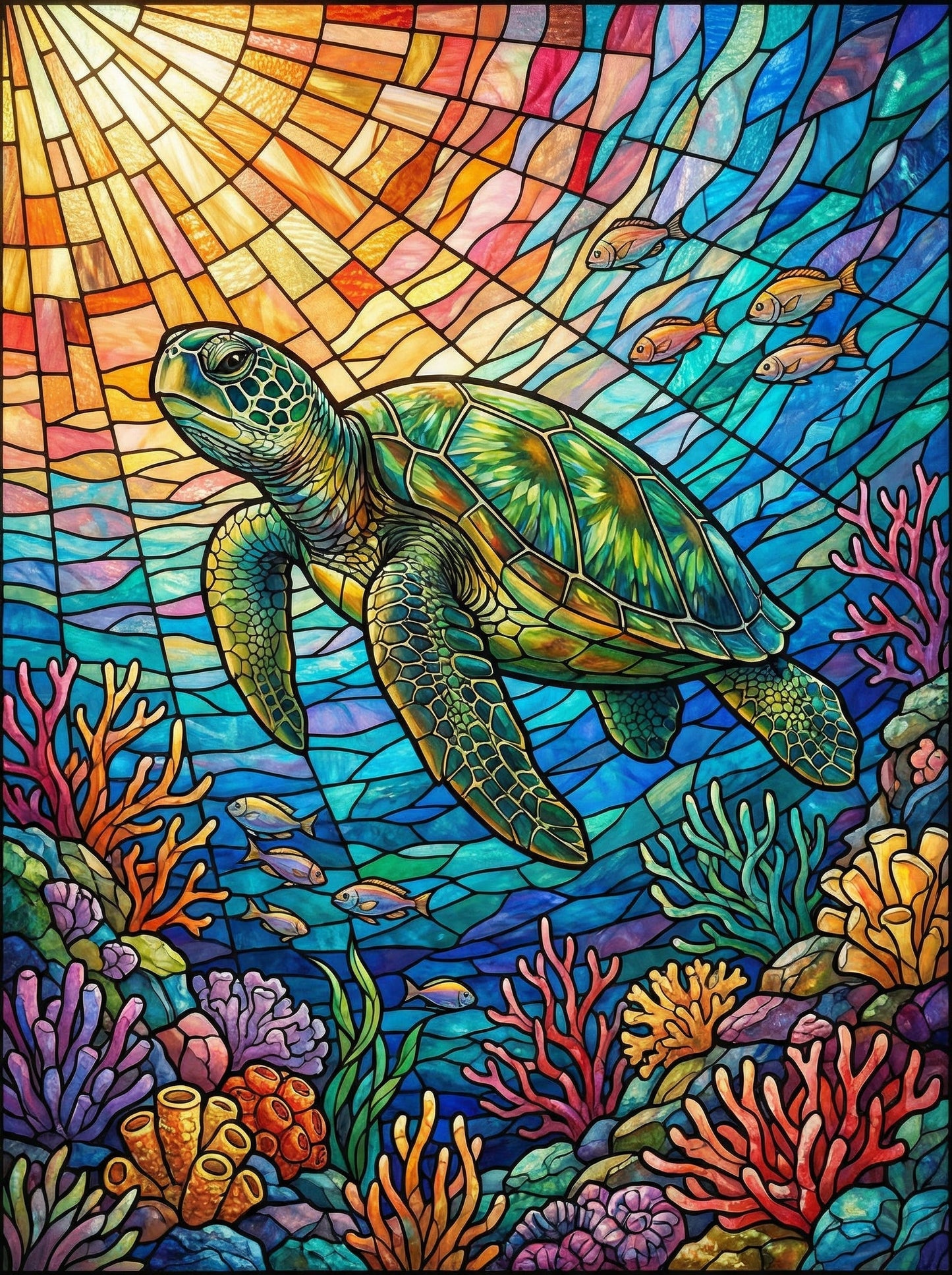 Stained Glass Coral Turtle (80 Colors)