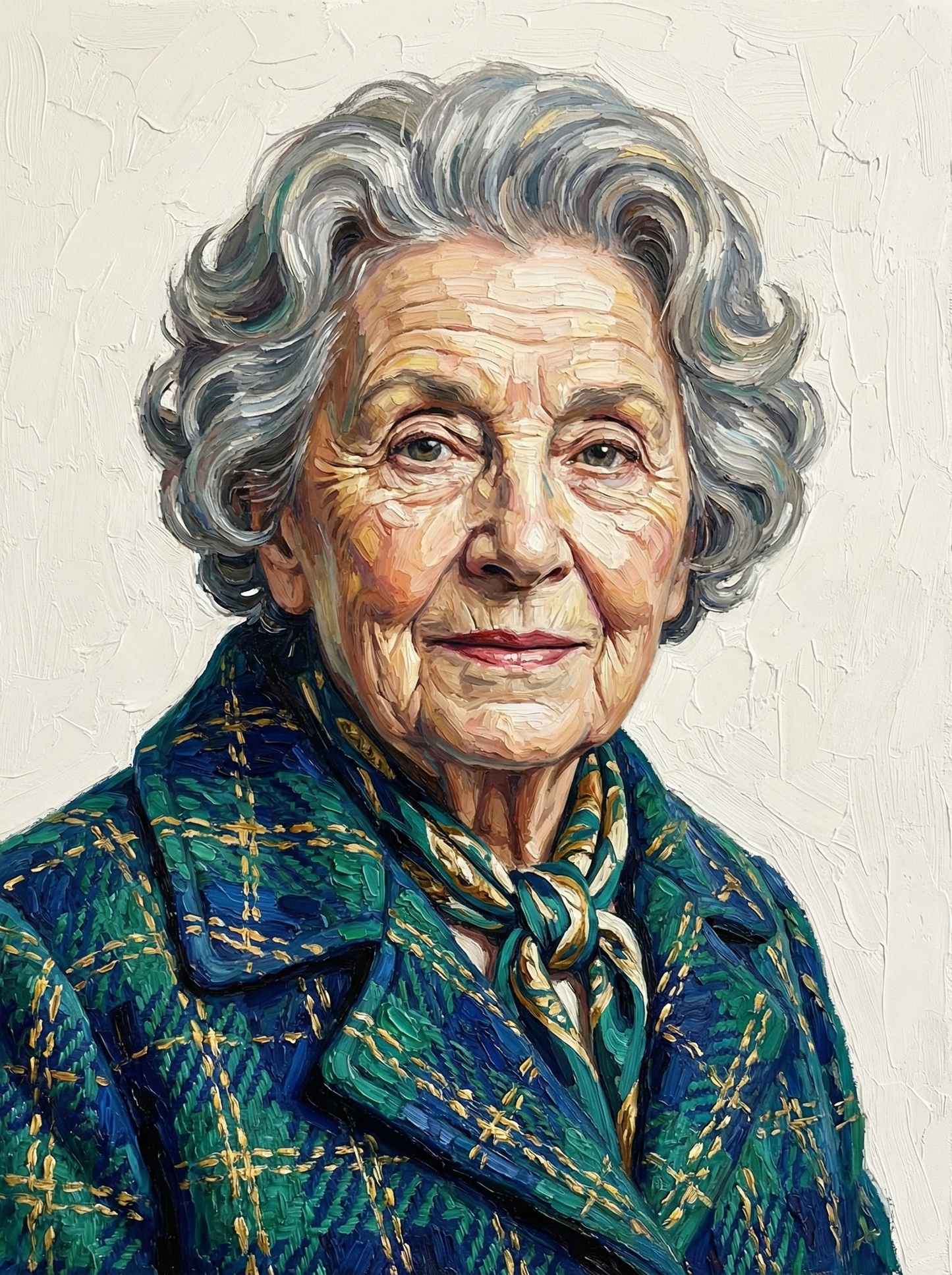 Teal Plaid Elder Portrait (80 Colors)