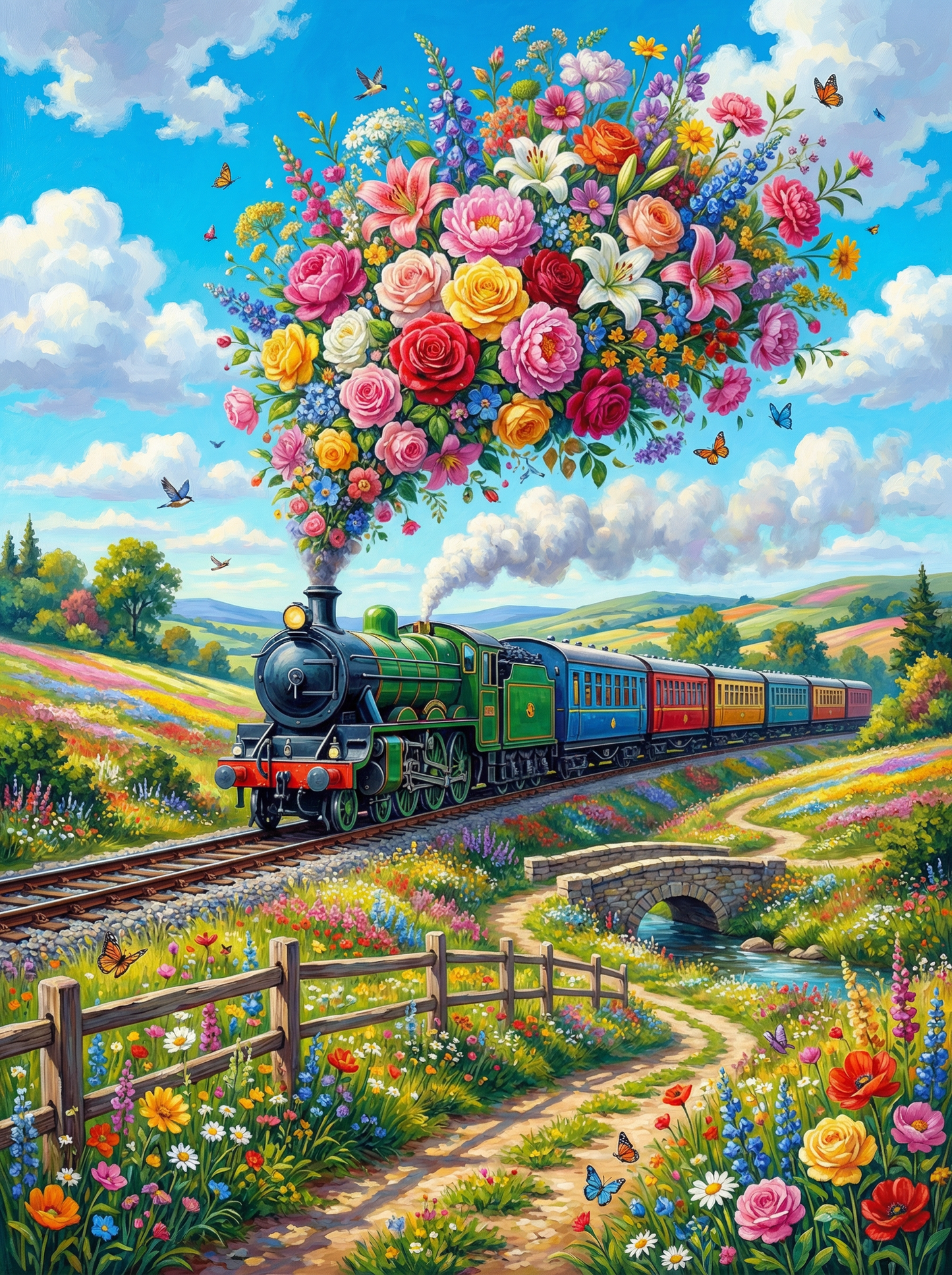 Train Flower Sky Journey (120 Colors)