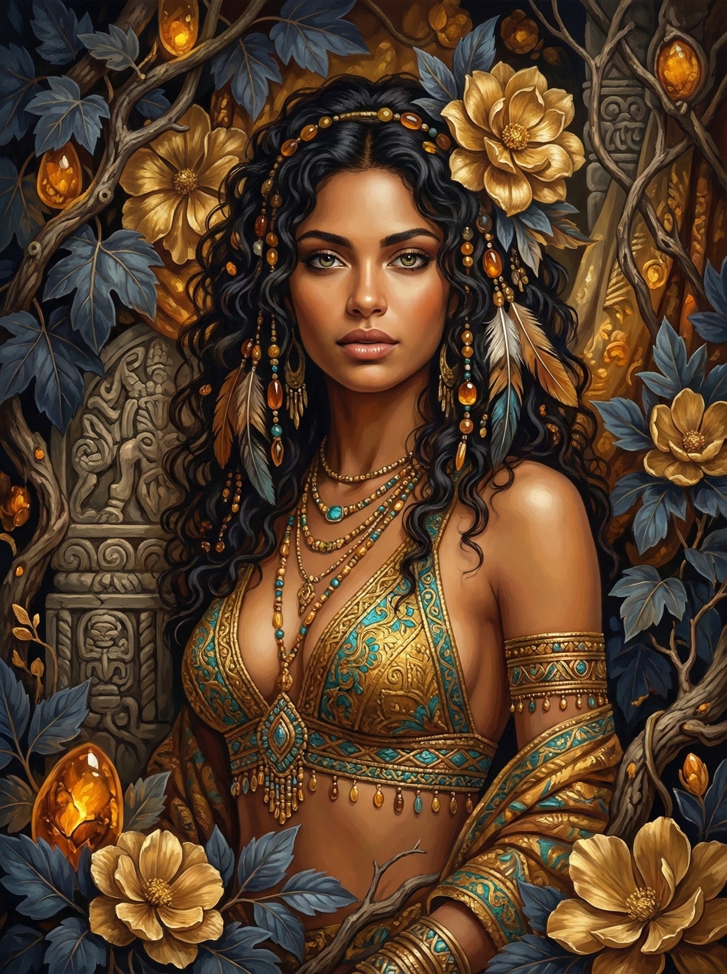 Tribal Maiden With Ornaments (80 Colors)