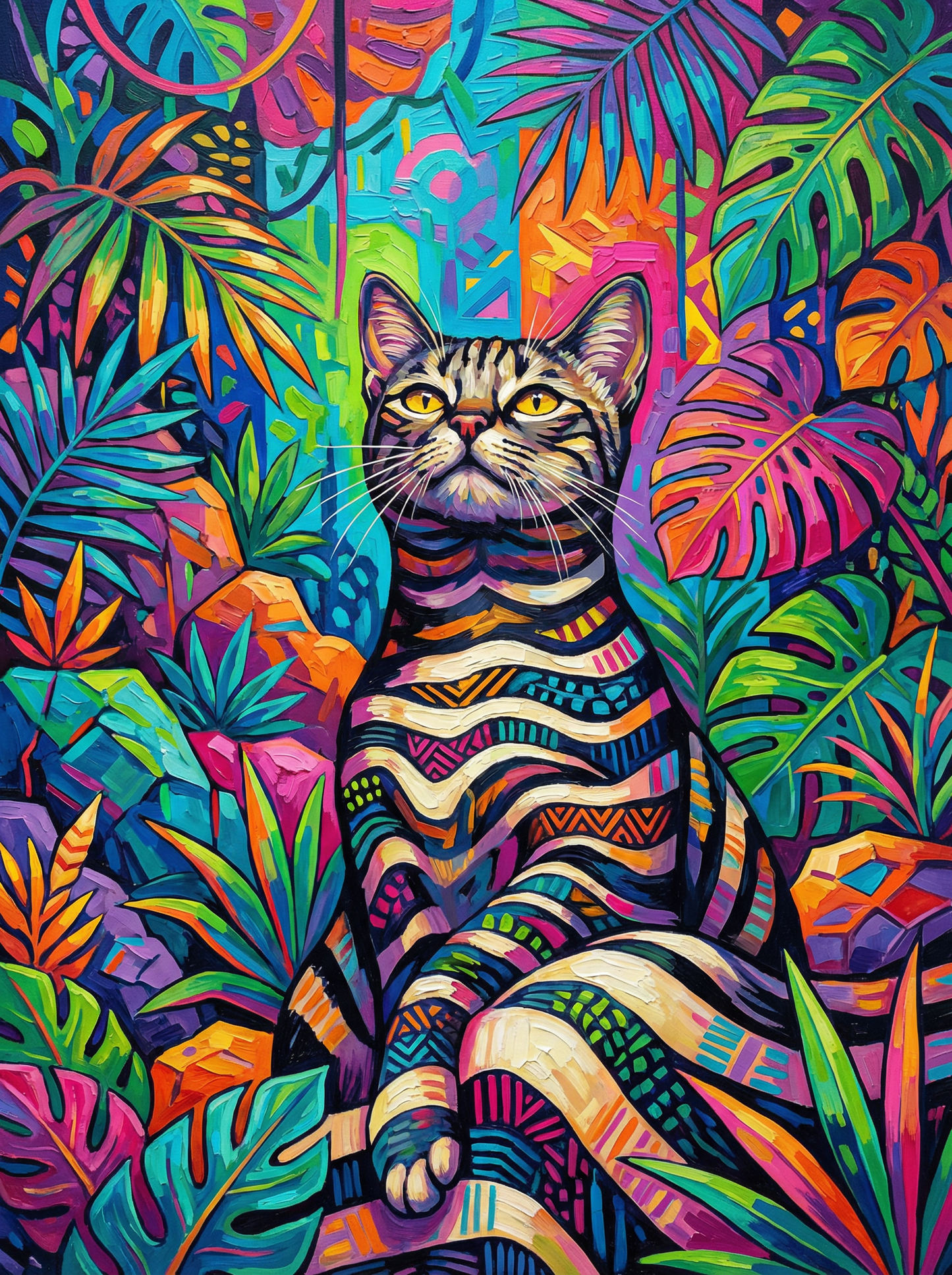 Tropical Cat Portrait (80 Colors)