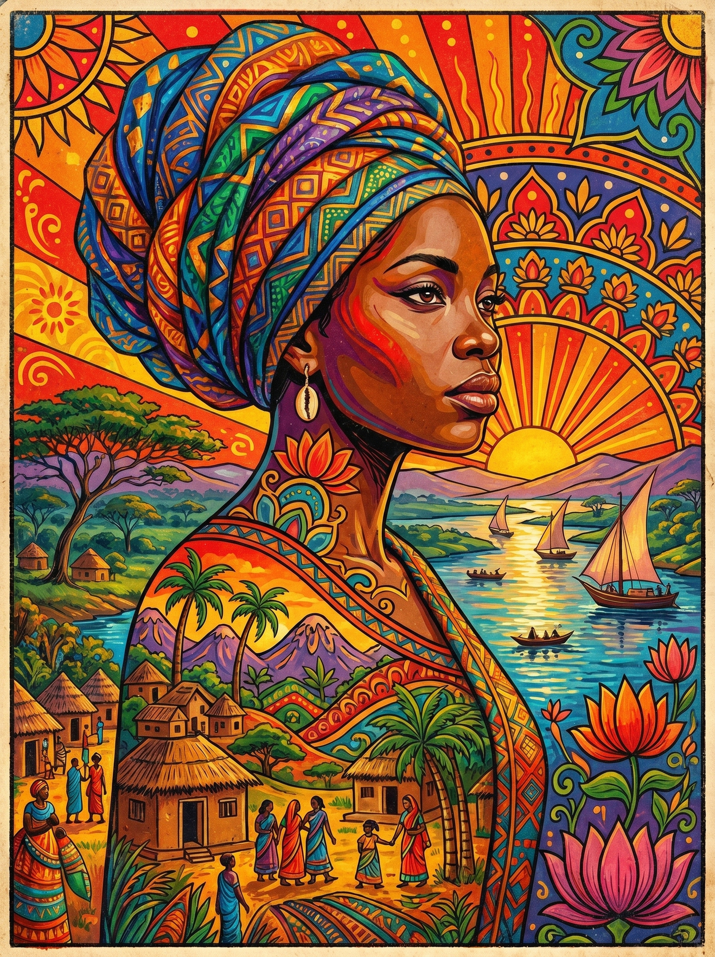 Turban Woman Sunset (120 Colors)