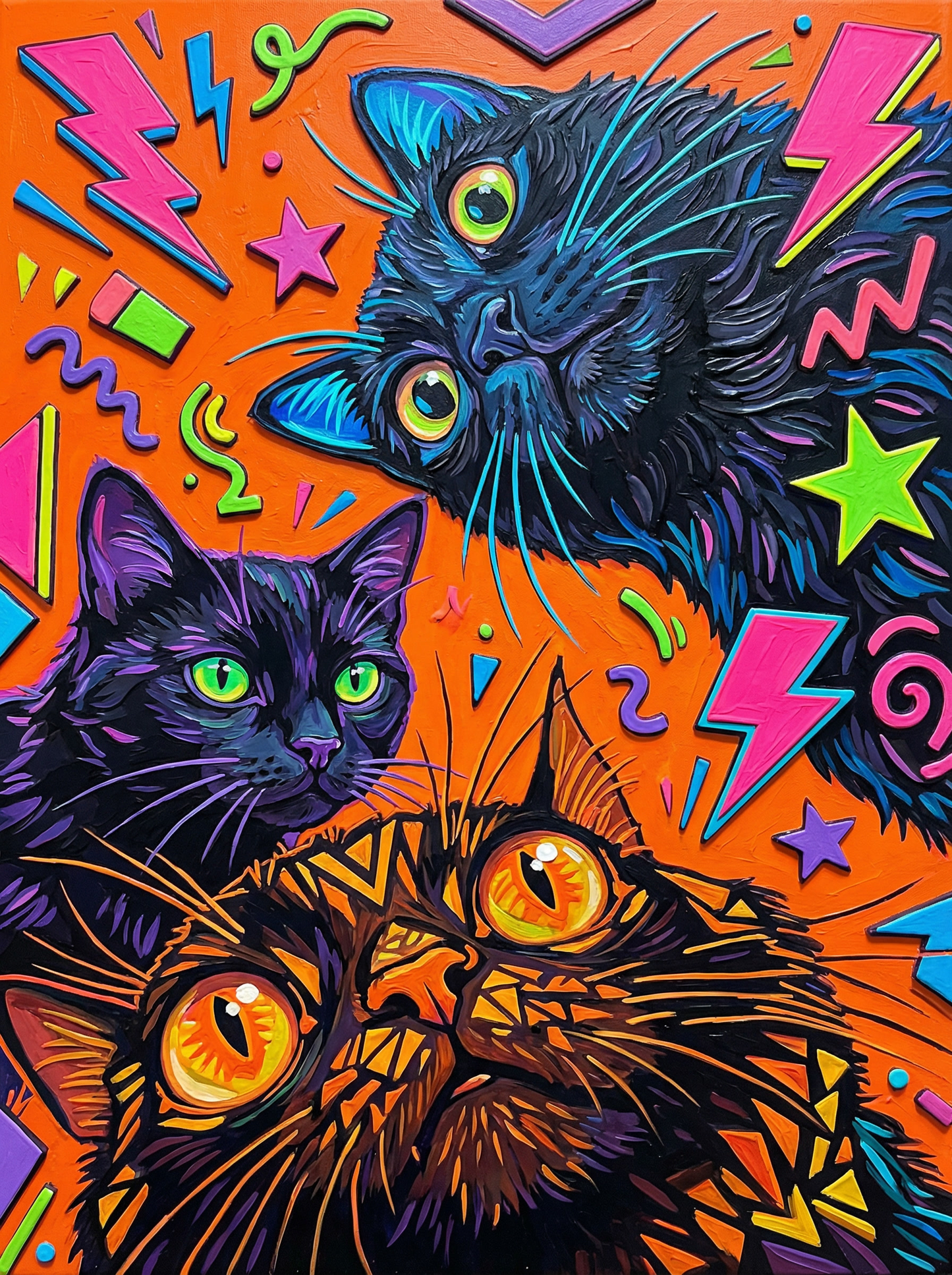 Vibrant Cat Trio (80 Colors)