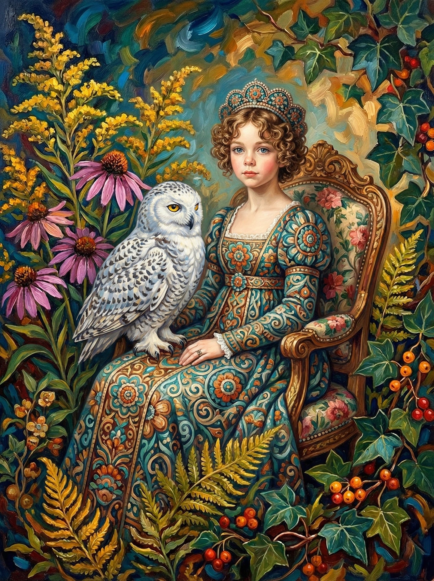Victorian Girl Snowy Owl (120 Colors)